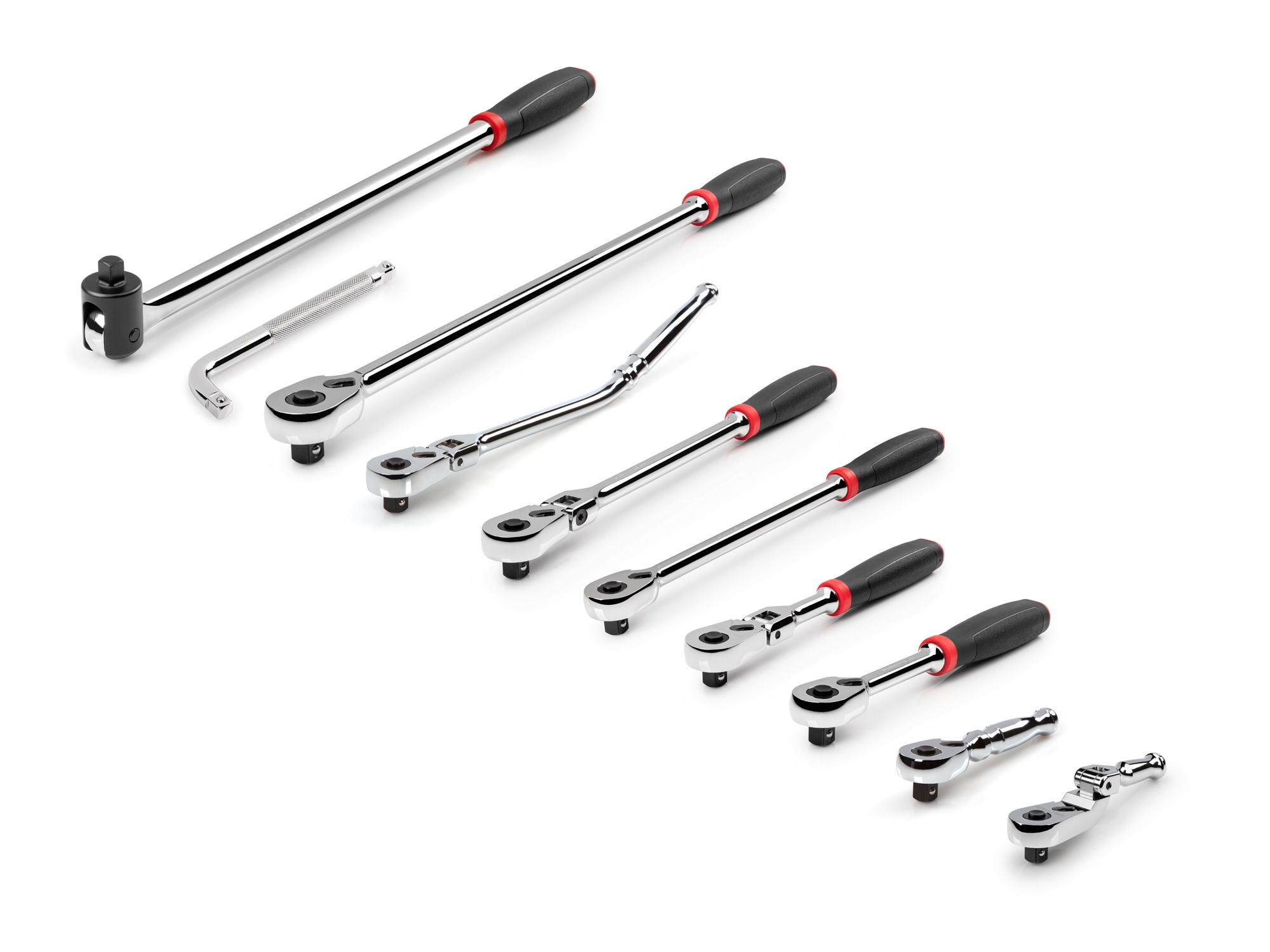 Juego de 10 piezas de trinquete con cabeza flexible y mango de agarre cómodo de 3/8 pulgadas, TEKTON 90 dientes - SDR99102