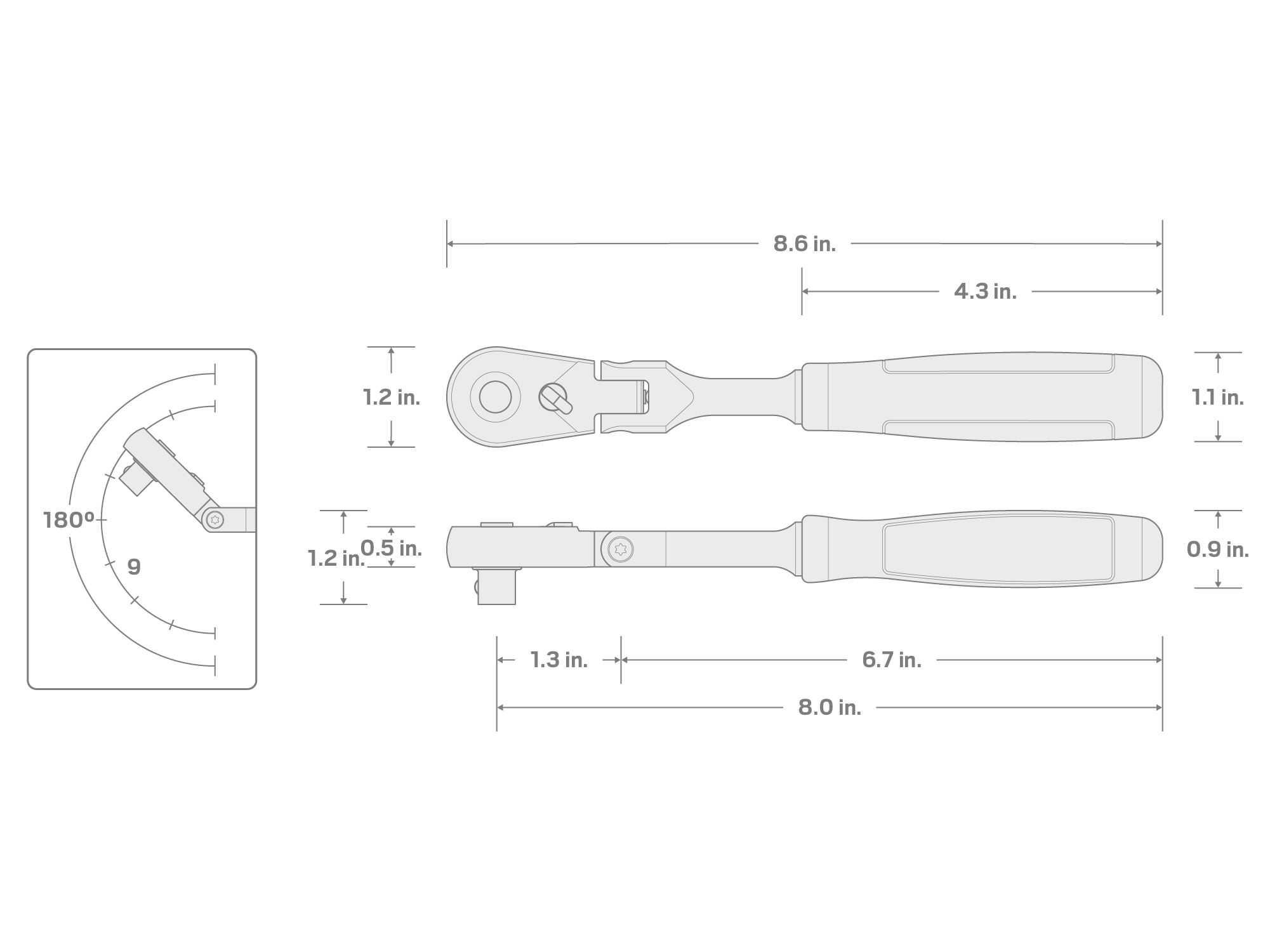 Llave de trinquete con cabeza flexible de 90 dientes y mango de agarre cómodo de 3/8 pulgadas TEKTON SRH32108