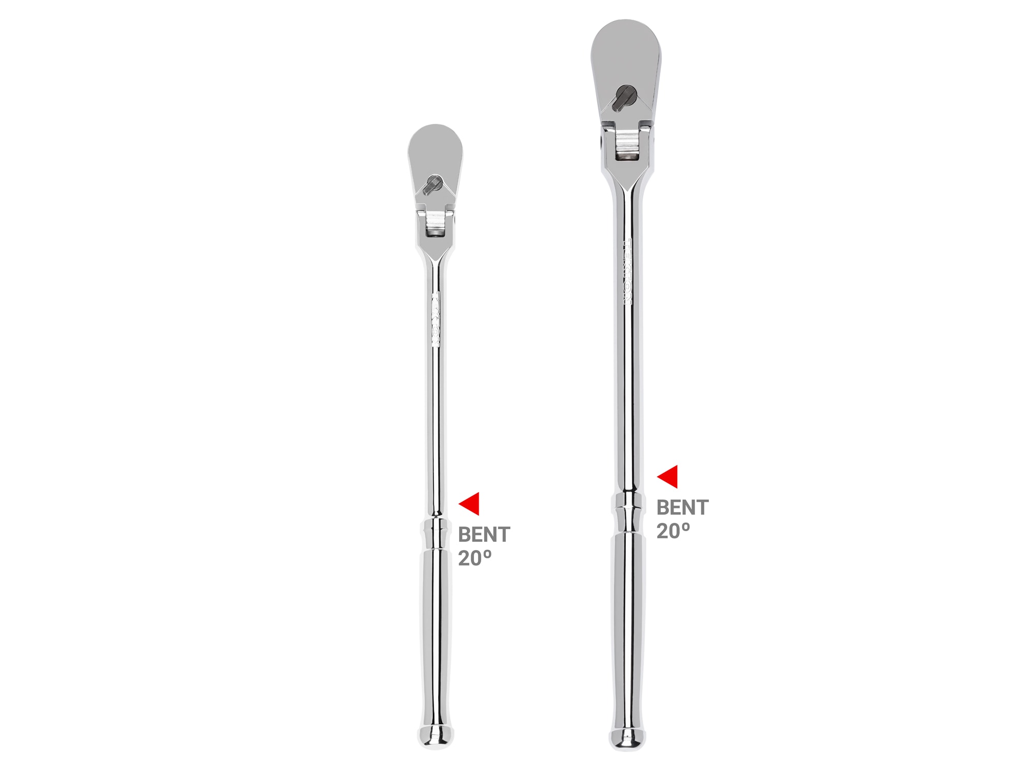 Juego de Carracas Flexibles con Mango de Agarre Cómodo de 90 Dientes TEKTON de 2 Piezas de 3/8 pulgadas y 1/2 pulgadas de Accionamiento con Cabeza Flexible