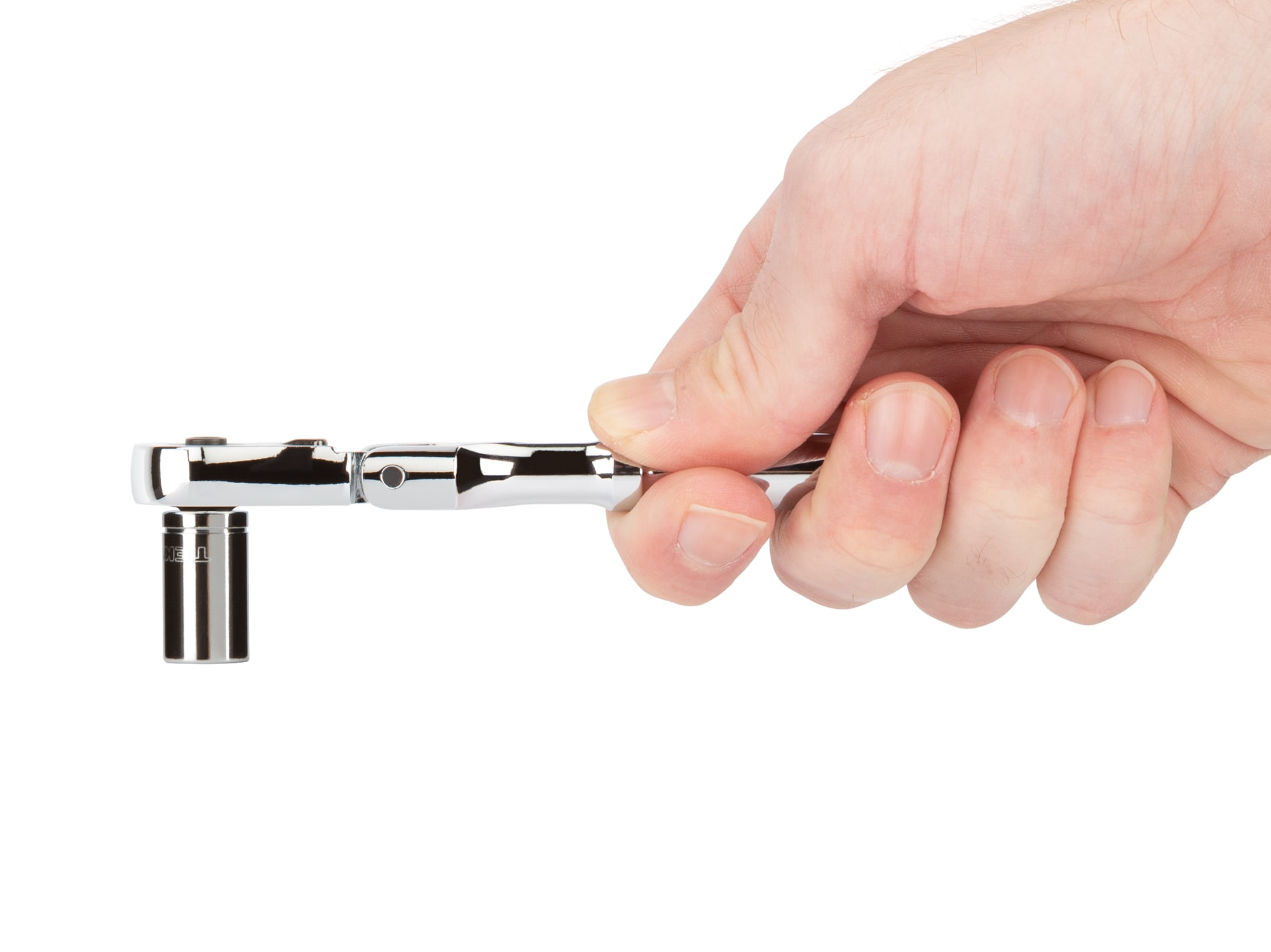 Llave de trinquete de cabeza flexible de 90 dientes y mango pulido completo de 1/4 pulgadas TEKTON SRH31006.