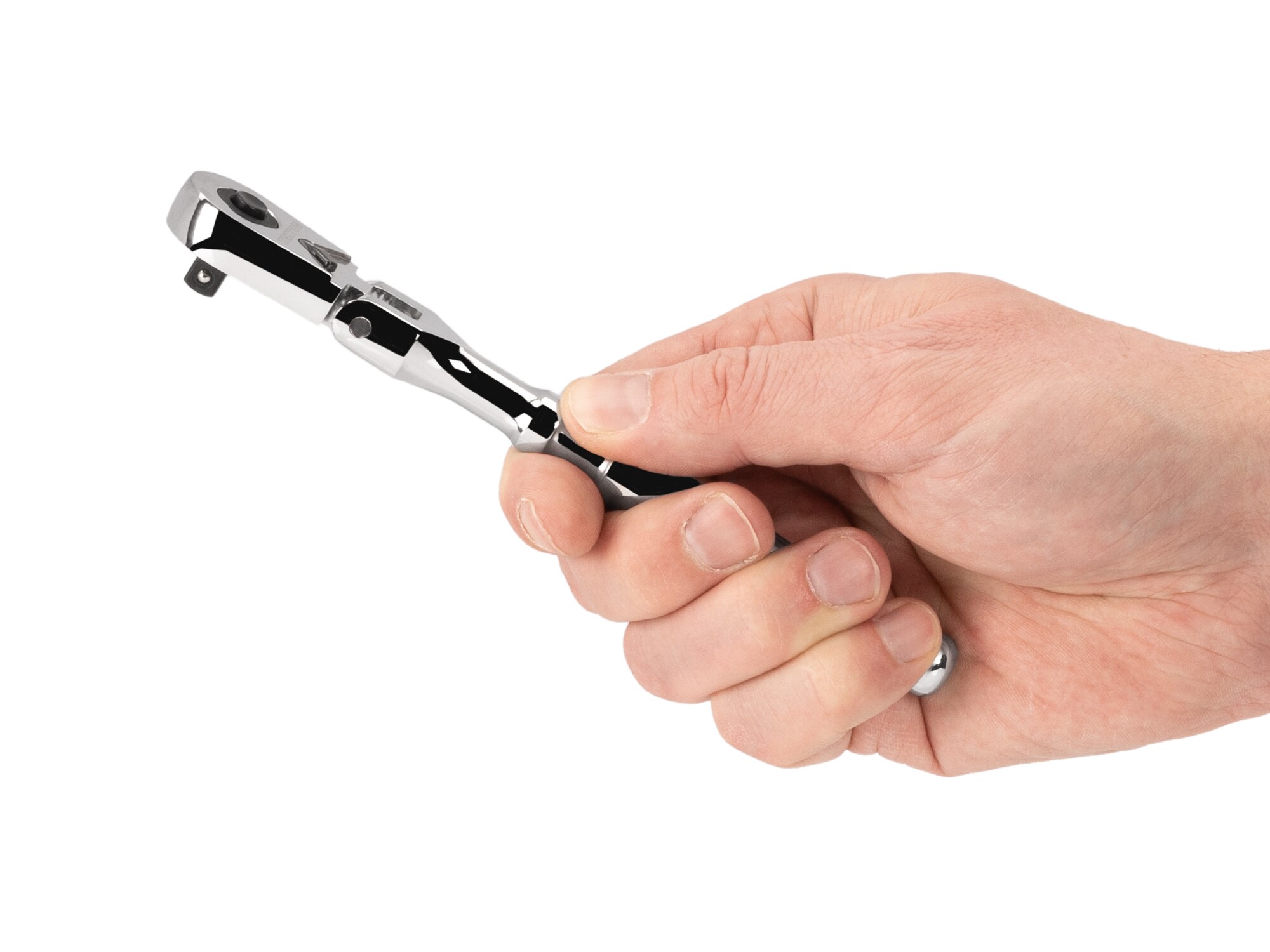 Llave de trinquete de cabeza flexible de 90 dientes y mango pulido completo de 1/4 pulgadas TEKTON SRH31006.