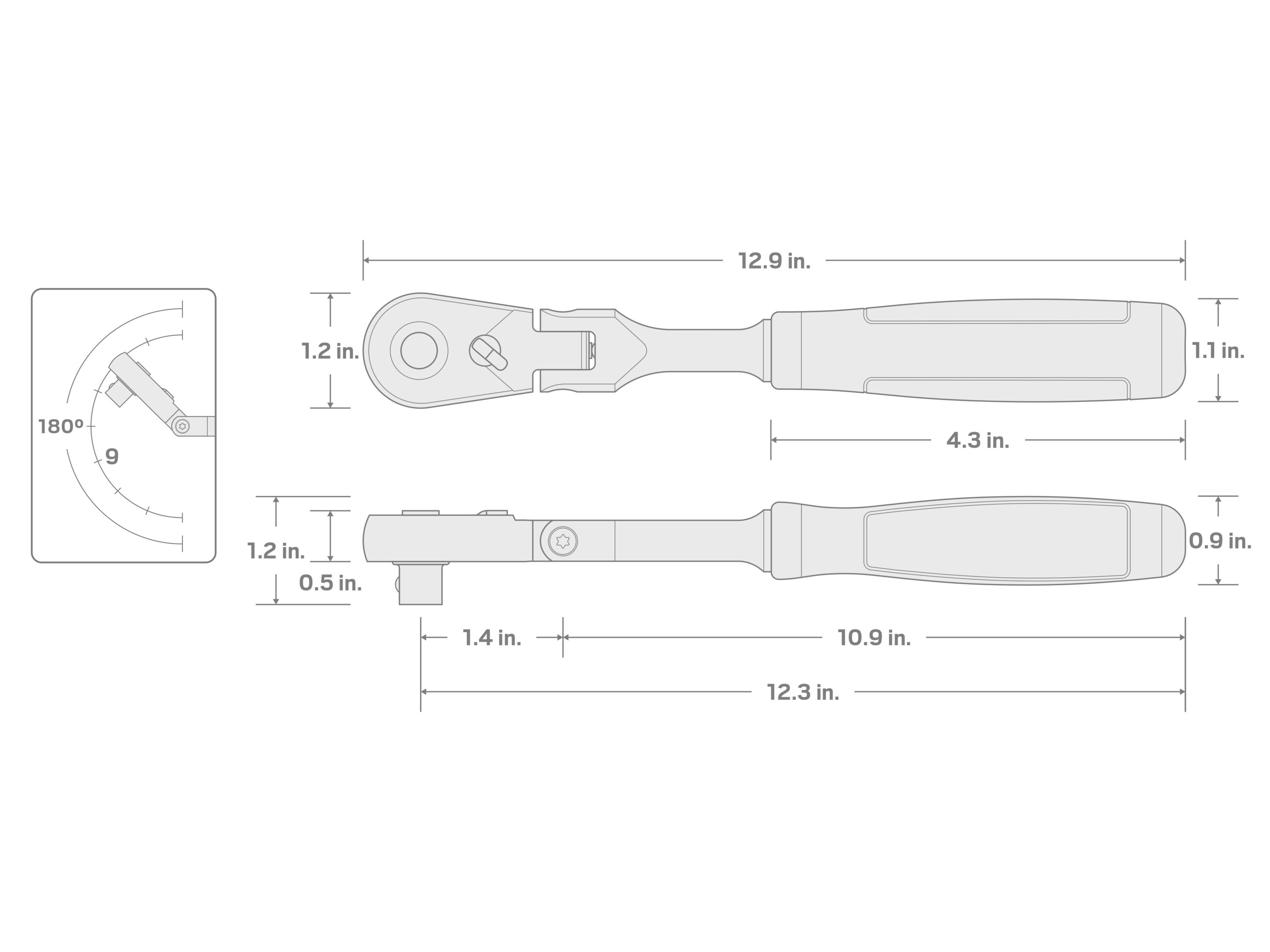 Llave de trinquete de cabeza flexible con mango ergonómico de 3/8 pulgadas de 90 dientes TEKTON SRH32112