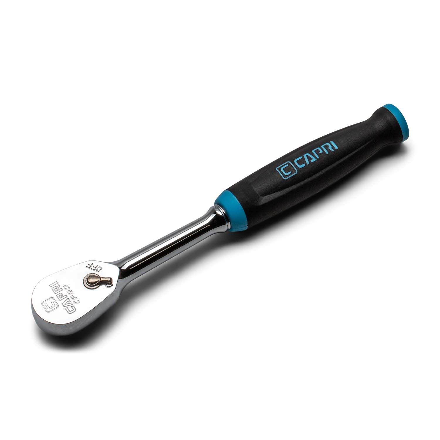 Llave trinquete de mango cómodo y agarre de 90 dientes Capri Tools de 1/4 pulgadas