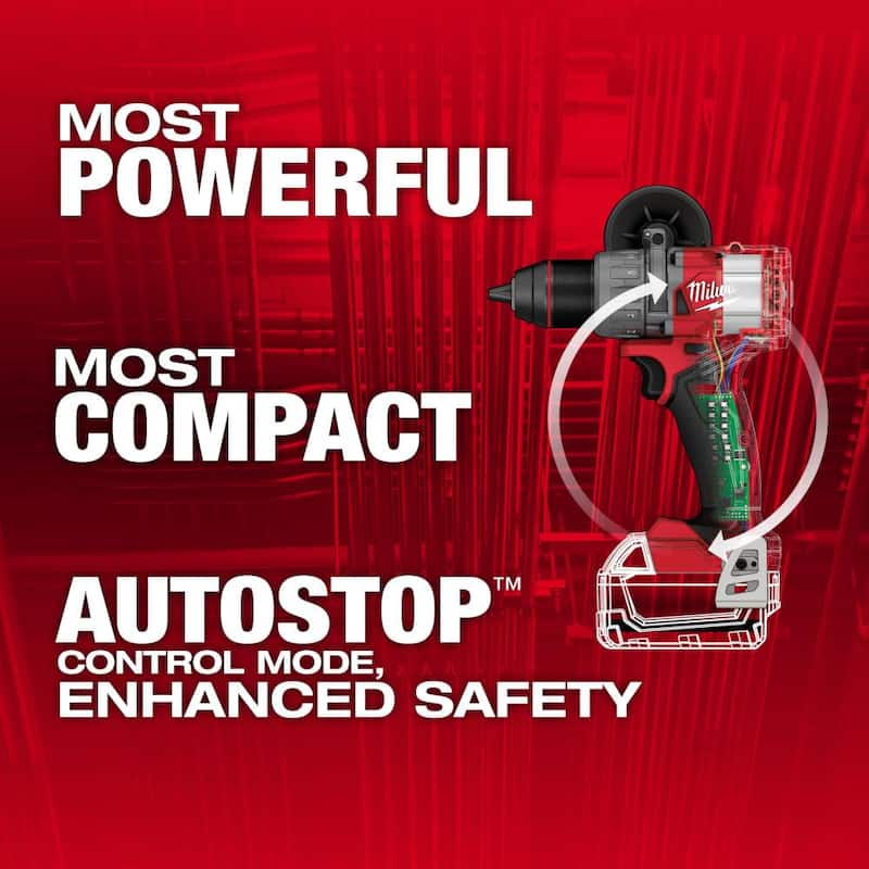 Martillo Taladro Inalámbrico Milwaukee M18 FUEL 18V de Iones de Litio sin Escobillas (Herramienta Únicamente) con Set de Brocas de Martillo de Carburo SHOCKWAVE (5 Piezas) - 2904-20-48-20-9051