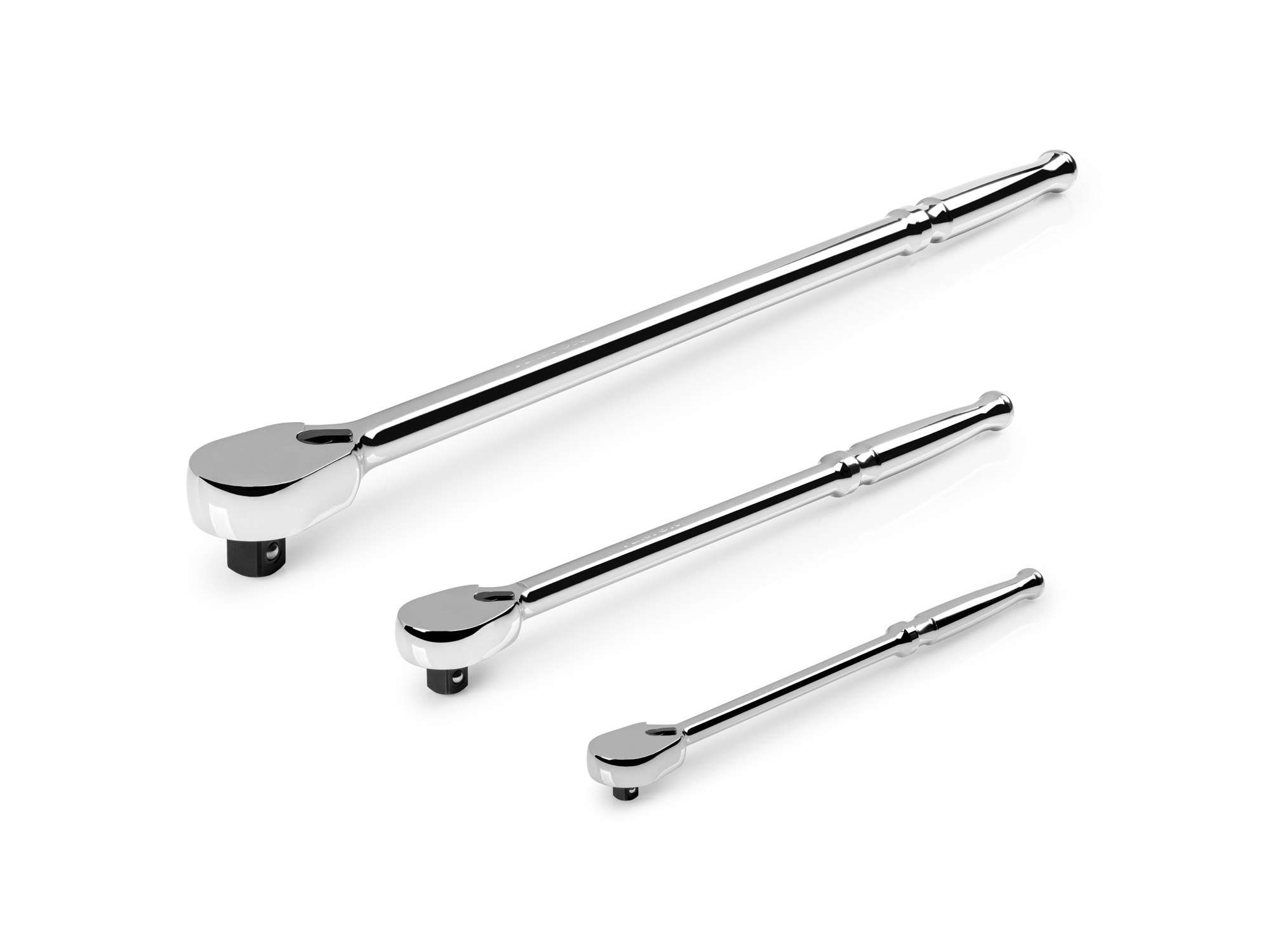 Juego de Trinquetes TEKTON de 3 Piezas con Mango Pulido Completo, de 90 Dientes y de 1/2 pulgadas, 3/8 pulgadas y 1/4 pulgadas de Accionamiento