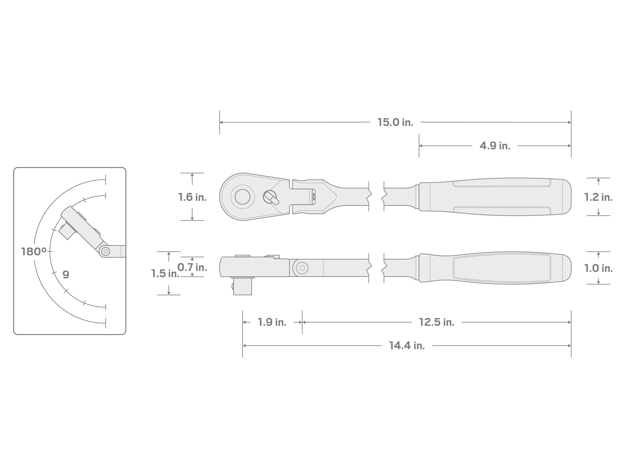 Llave de trinquete con cabezal flexible de mango ergonómico de 1/2 pulgadas de diseño cómodo de 90 dientes - TEKTON SRH32214