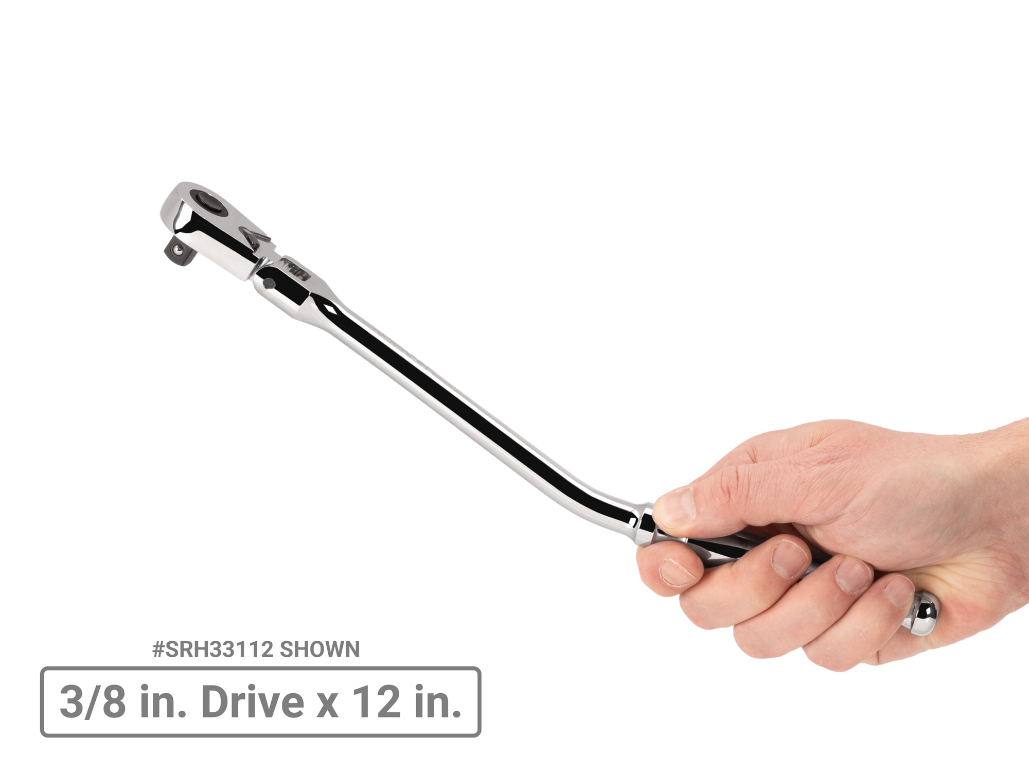 Juego de trinquete de cabeza flexible de 2 piezas TEKTON de 90 dientes y mango pulido completo de 3/8 a 1/2 pulgadas SRH99303