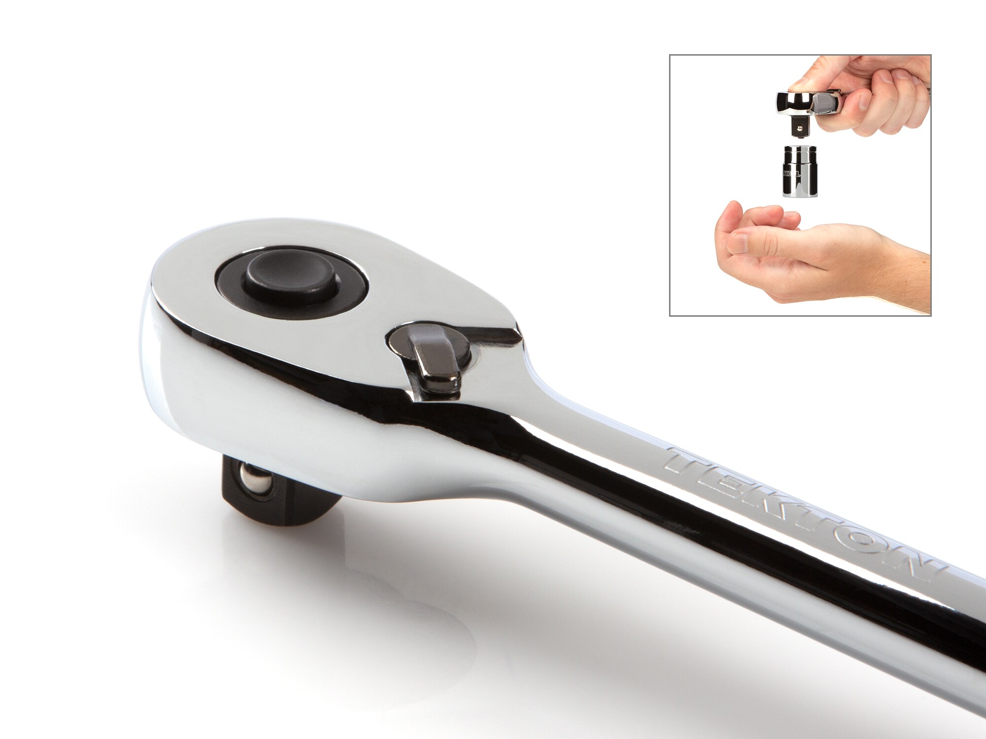 Llave de Trinquete con Mango Pulido Completo de 90 Dientes TEKTON de 1/2 Pulgada de Accionamiento SRH11224