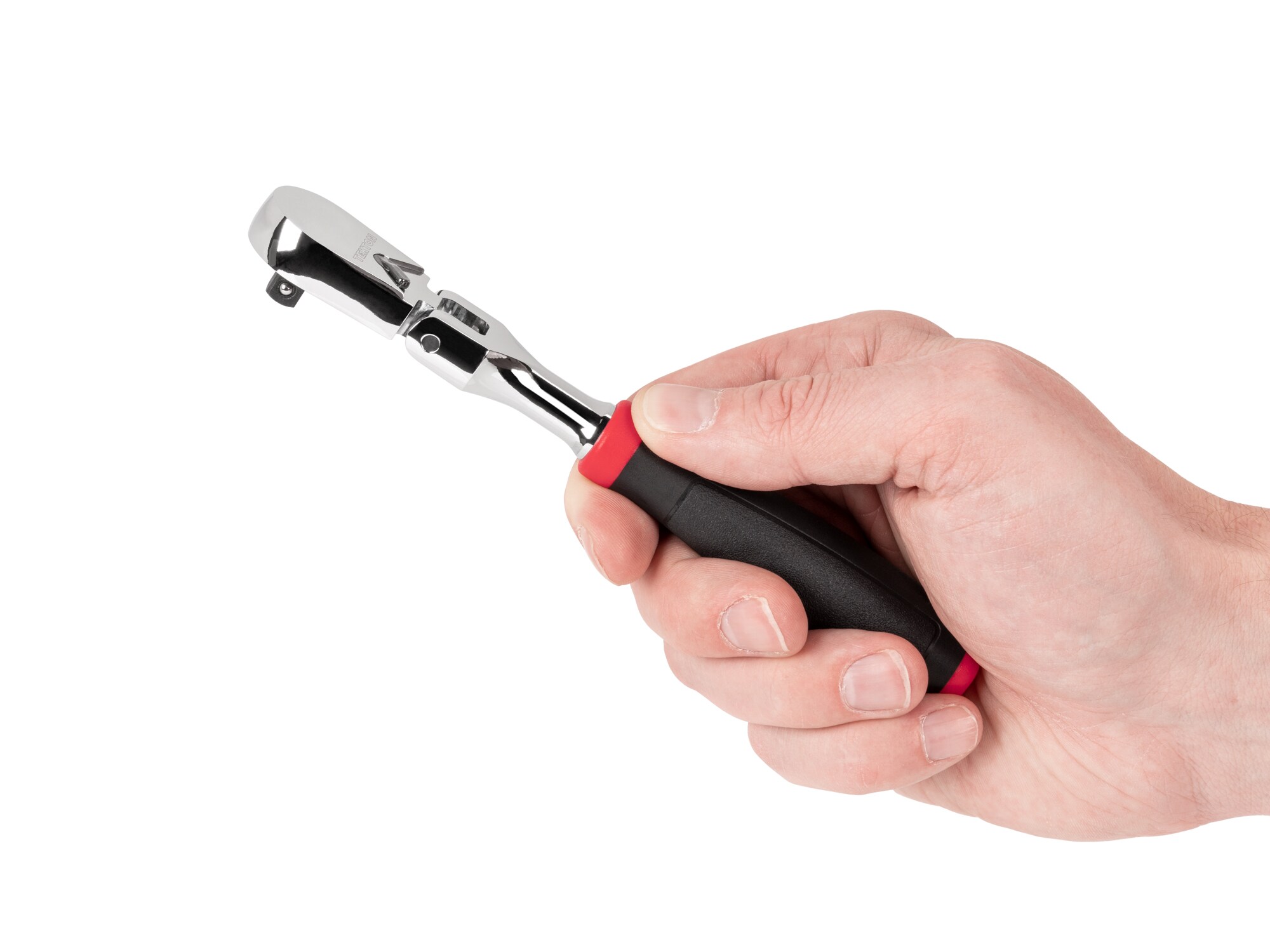Llave de trinquete de cabeza flexible con mango antideslizante para maniobras cómodas TEKTON de 1/4 pulgadas con 90 dientes