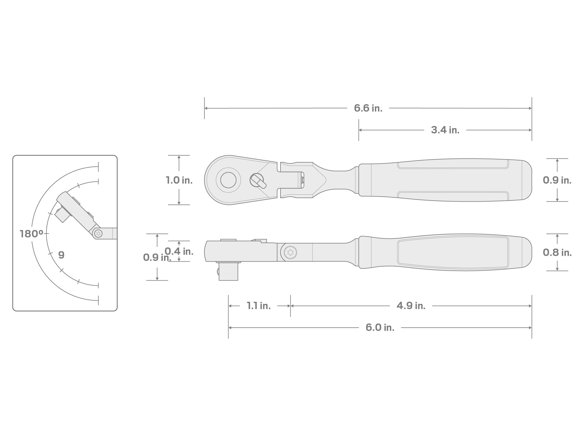 Trinquete de cabeza flexible con mango ergonómico de 90 dientes para maniobras cómodas de 1/4 de pulgada de TEKTON SRH32006