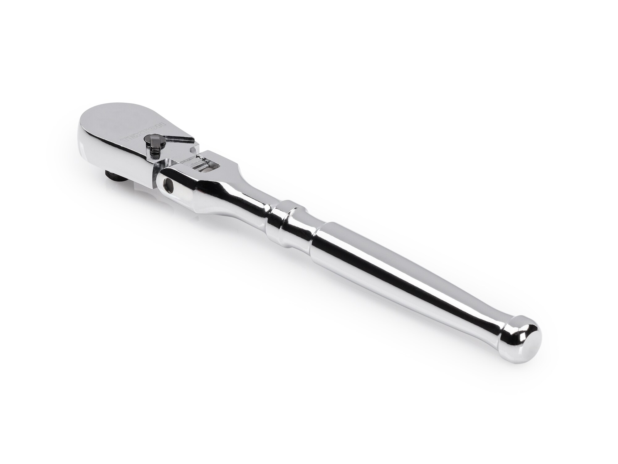 Llave de trinquete con cabezal flexible y mango pulido completo de 1/4 pulgadas de TEKTON con 90 dientes