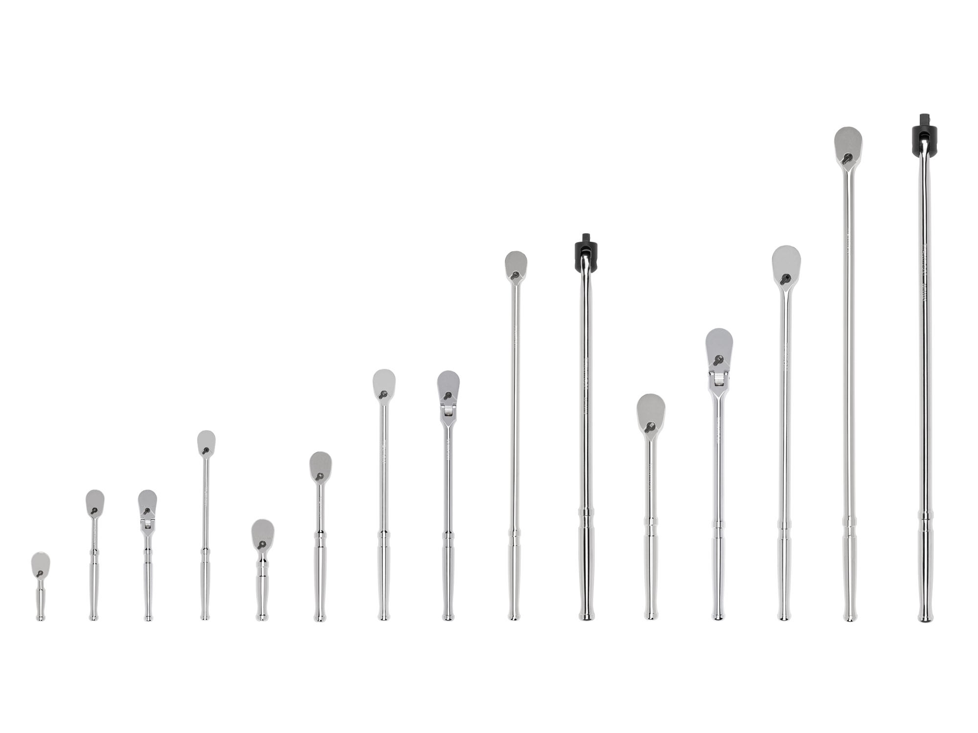 Juego de Matraca con Cabezal Flexible en Manija Pulida de 15 Piezas de 90 Dientes de 1/2, 3/8 y 1/4 Pulgadas de TEKTON