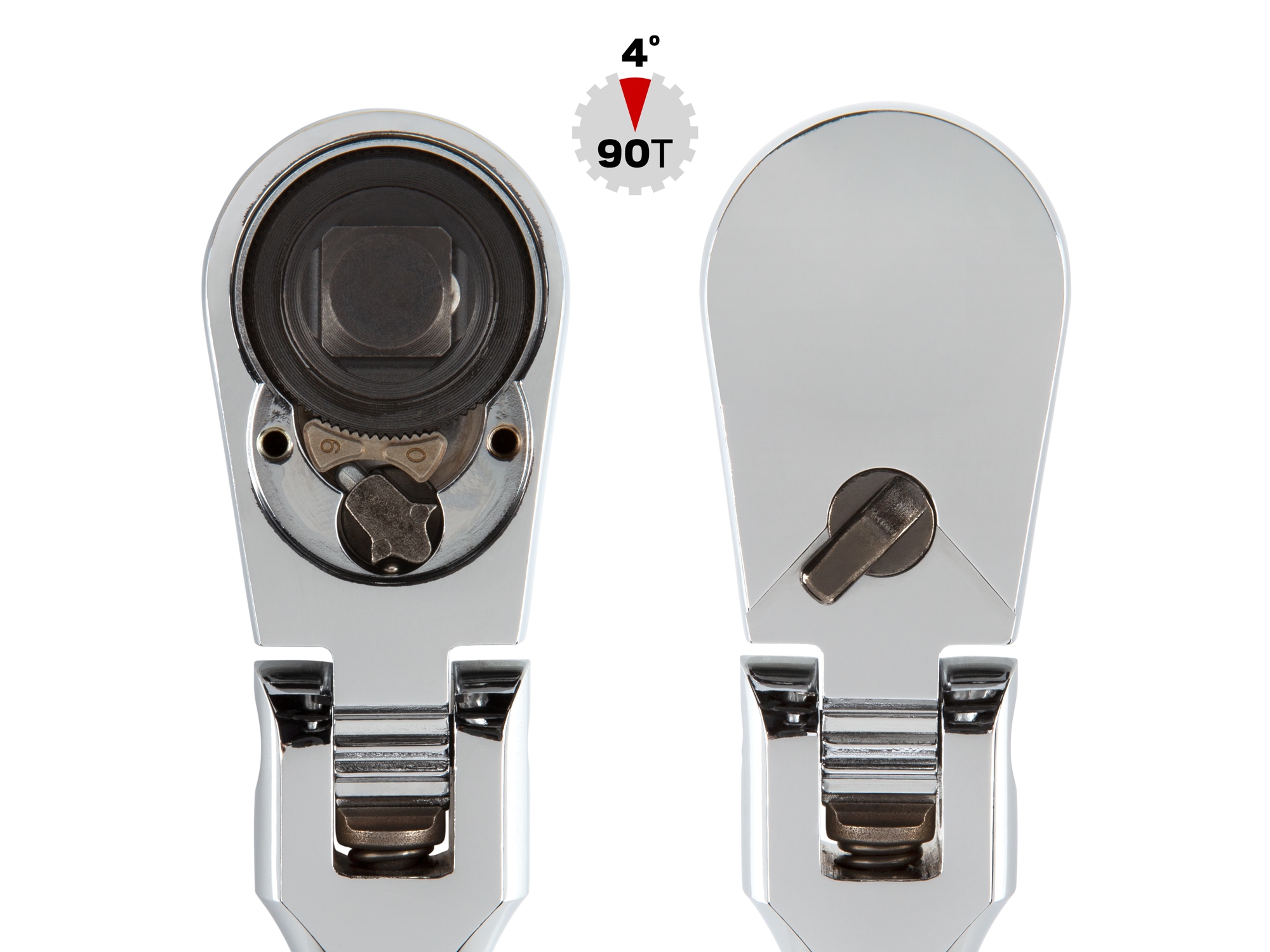 Juego de Llaves de Trinquete de Cabeza Flexible con Acabado Pulido 3 Piezas TEKTON 90 Dientes de 1/2 pulgada, 3/8 pulgadas y 1/4 pulgadas SRH92004