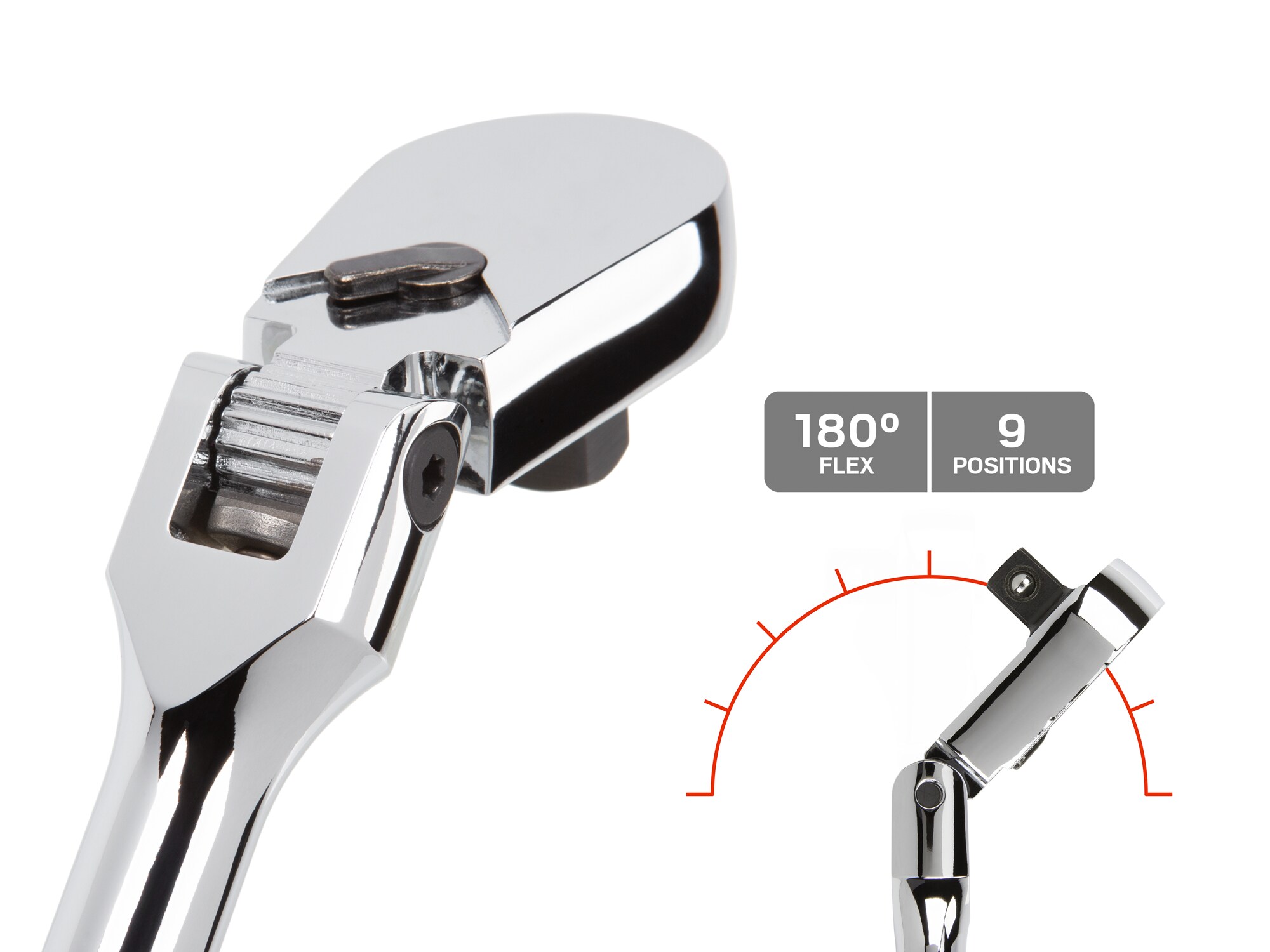 Juego de Llaves de Trinquete de Cabeza Flexible con Acabado Pulido 3 Piezas TEKTON 90 Dientes de 1/2 pulgada, 3/8 pulgadas y 1/4 pulgadas SRH92004