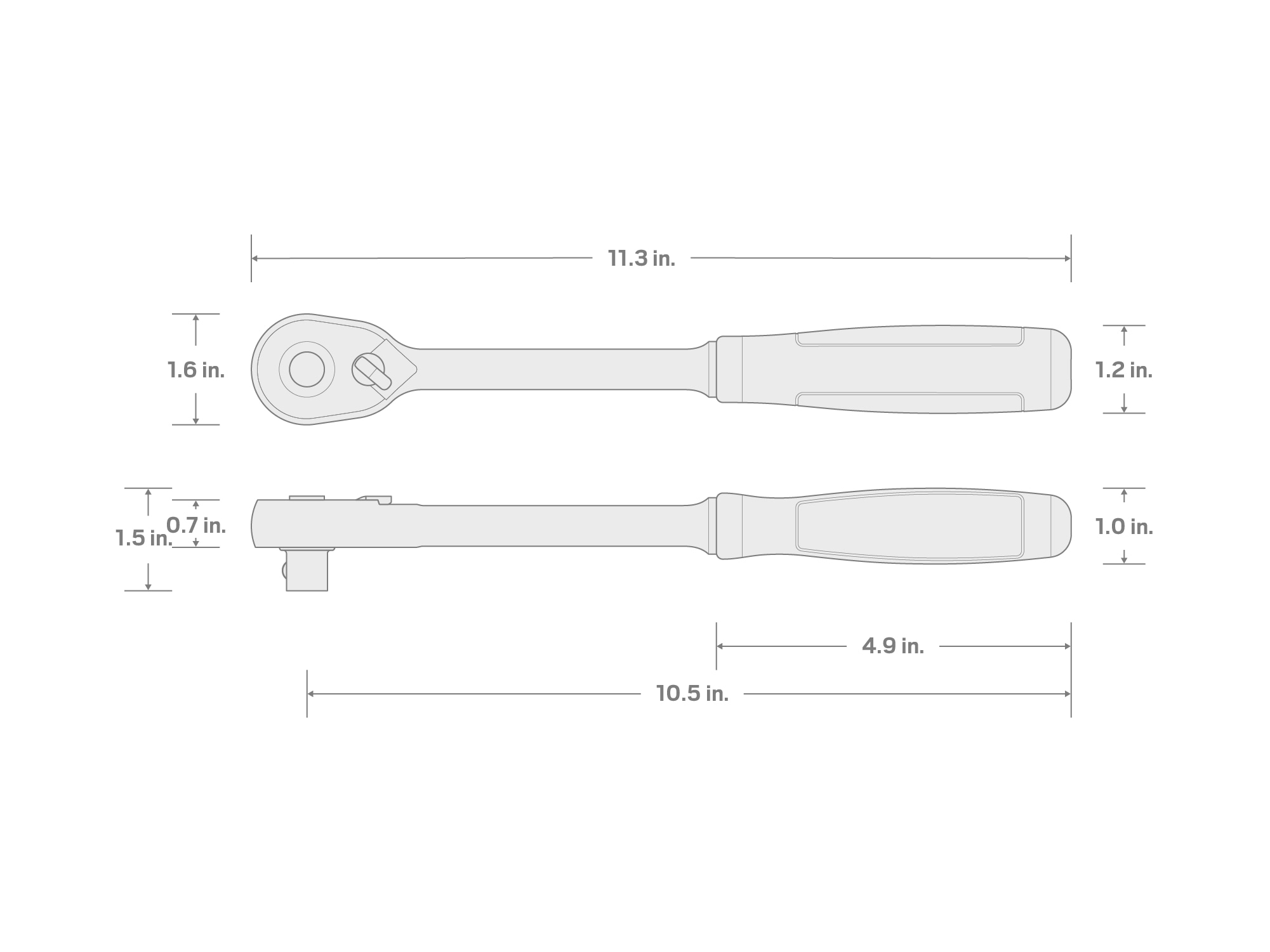 Trinquete con mango de agarre cómodo de 90 dientes TEKTON de 1/2 pulgada.