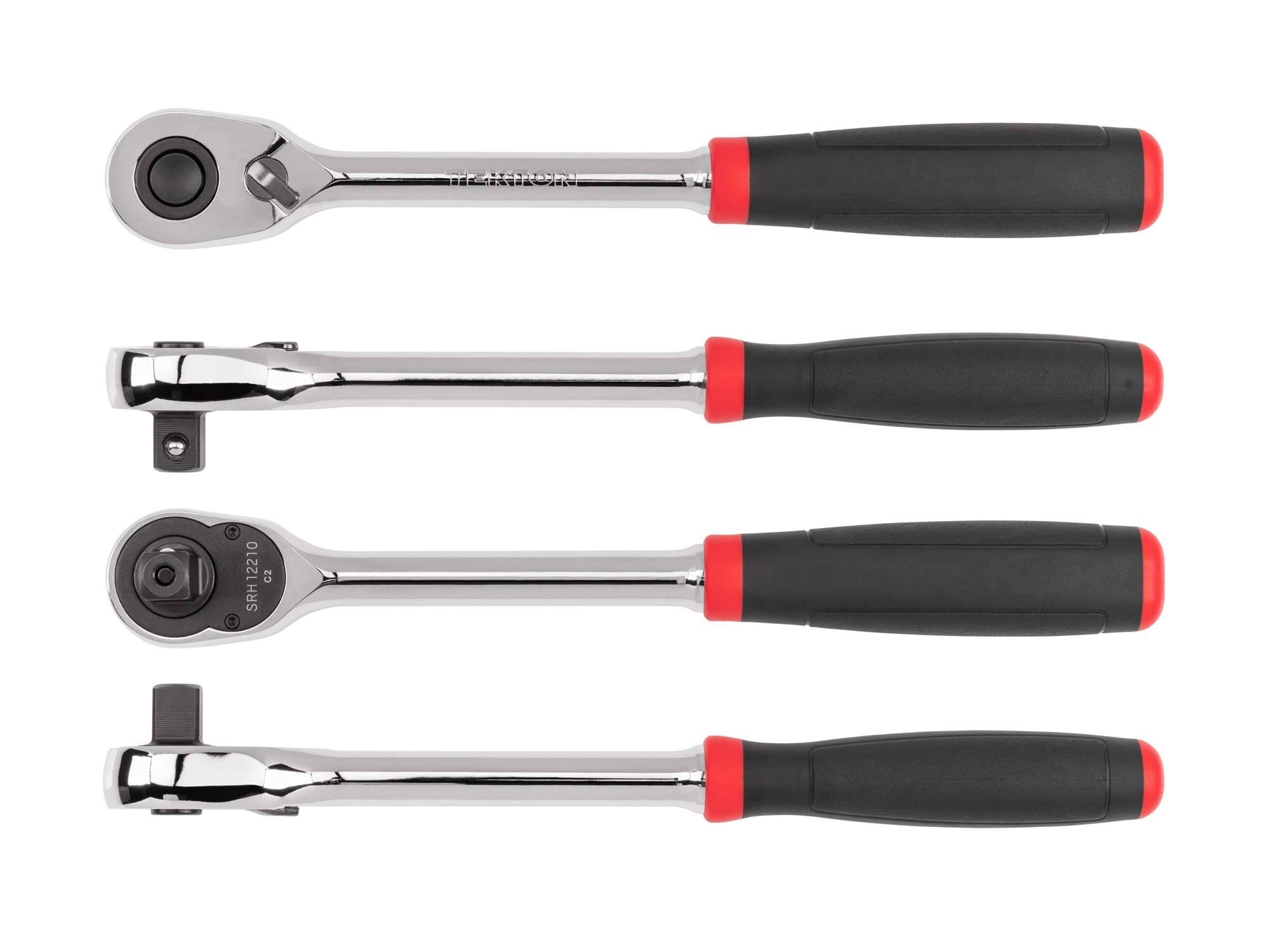 Trinquete con mango de agarre cómodo de 90 dientes TEKTON de 1/2 pulgada.