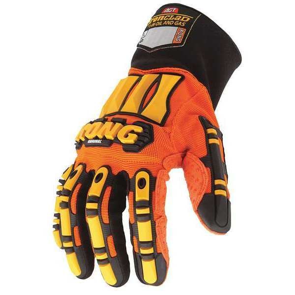 Guantes de Mecánico Ironclad Performance Wear, Talla L, Naranja/Negro, Nylon Acanalado - SDX2-04-L