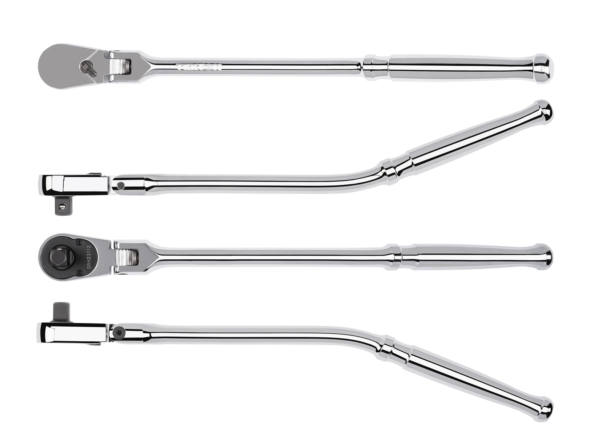 Trinquete de Cabeza Flexible con Mango de Pulido Completo de 3/8 pulgadas de 90 Dientes Tekton