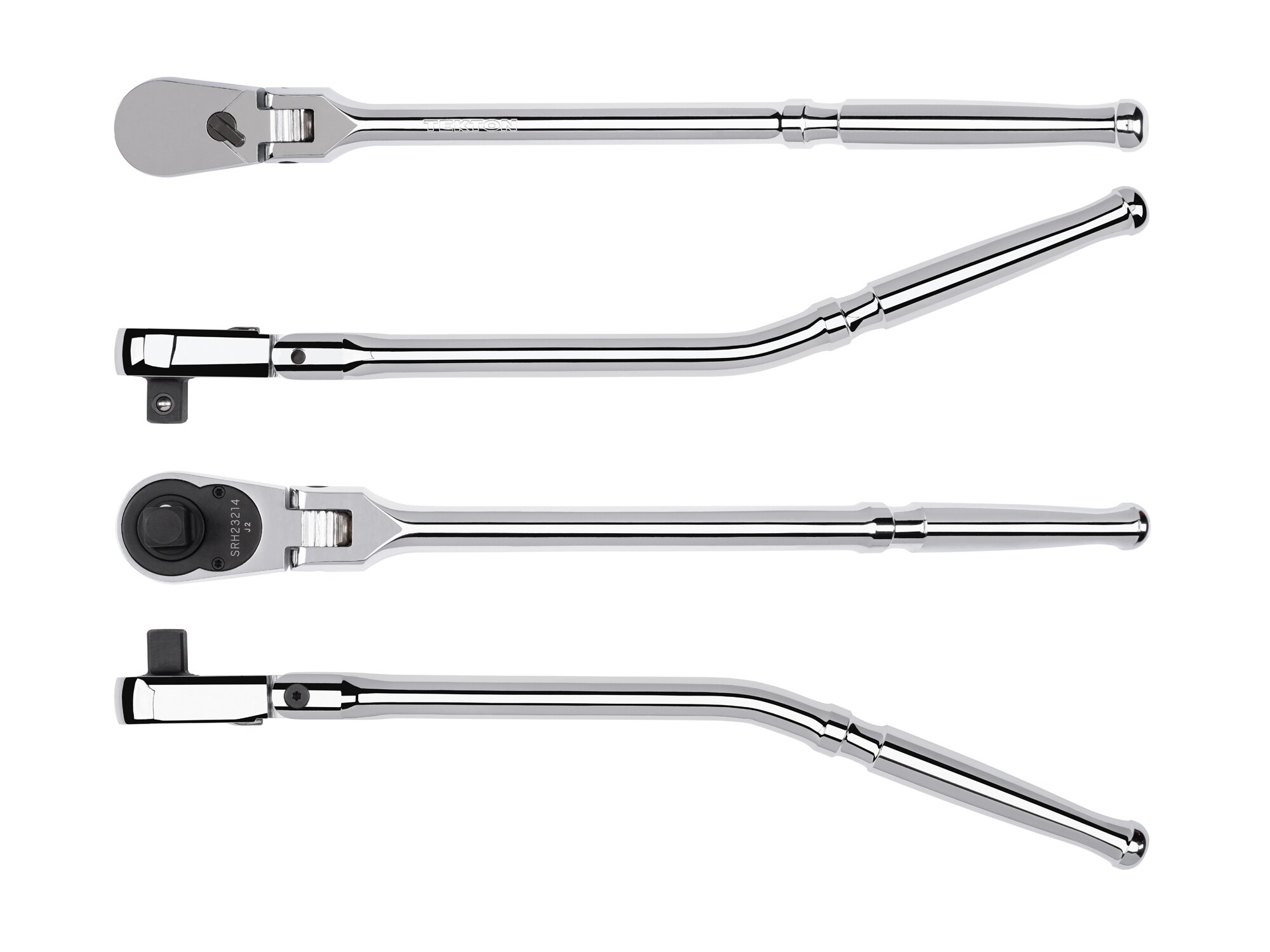 Trinquete con cabezal flexible y mango pulido completo de 90 dientes TEKTON de 1/2 pulgada de unidad SRH23214
