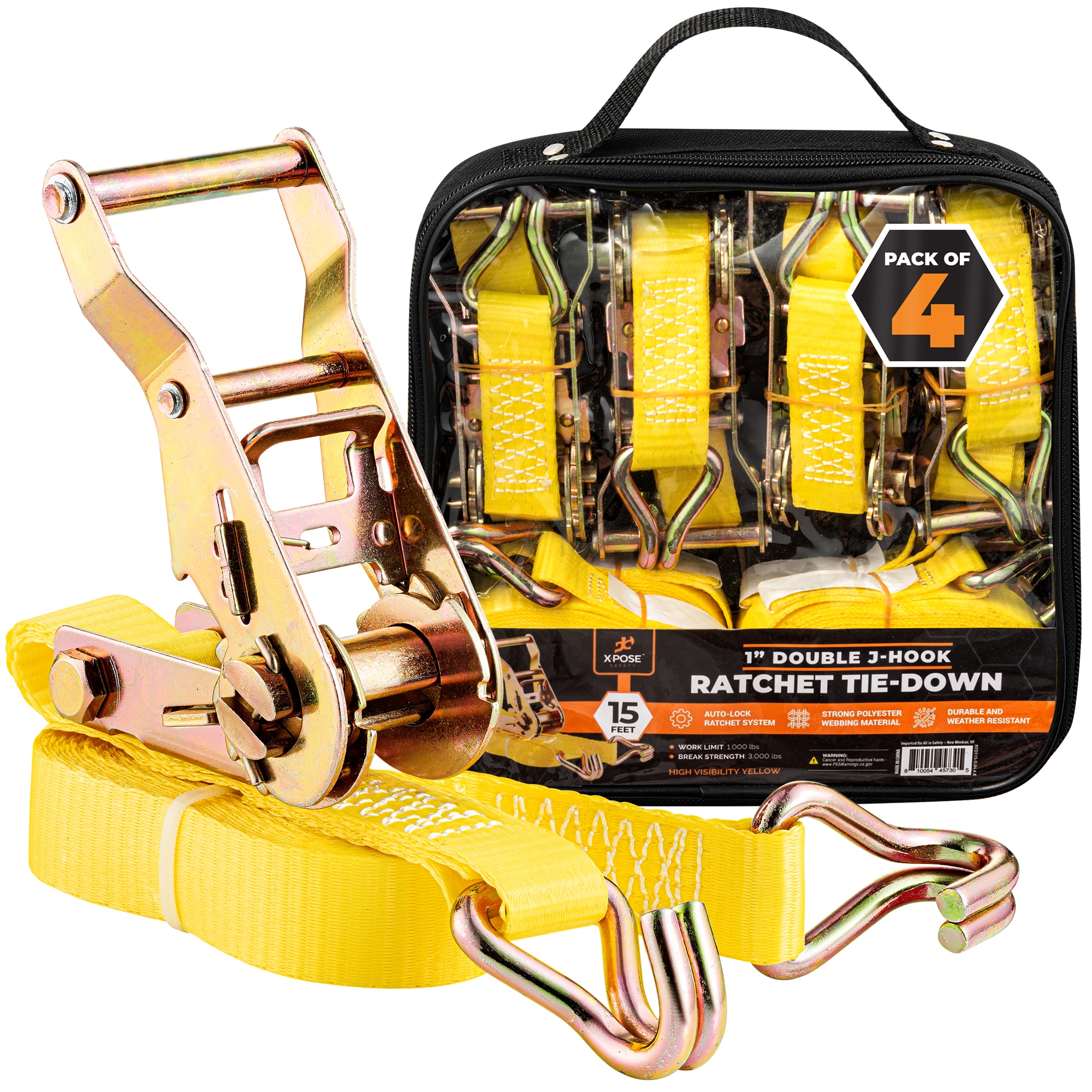 Juego de llaves de trinquete con mango mixto de 4 piezas XPOSE SAFETY - 11 dientes - 1/2 pulgada - 3/8 pulgada - 1/4 pulgada RTD115-DJH-4-X-S