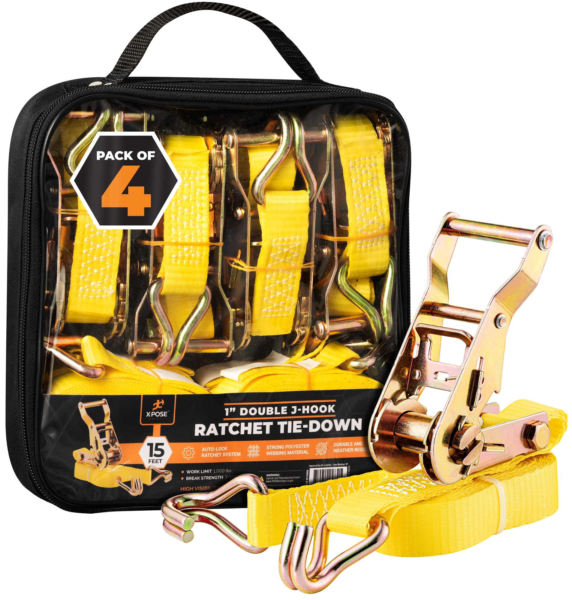 Juego de llaves de trinquete con mango mixto de 4 piezas XPOSE SAFETY - 11 dientes - 1/2 pulgada - 3/8 pulgada - 1/4 pulgada RTD115-DJH-4-X-S