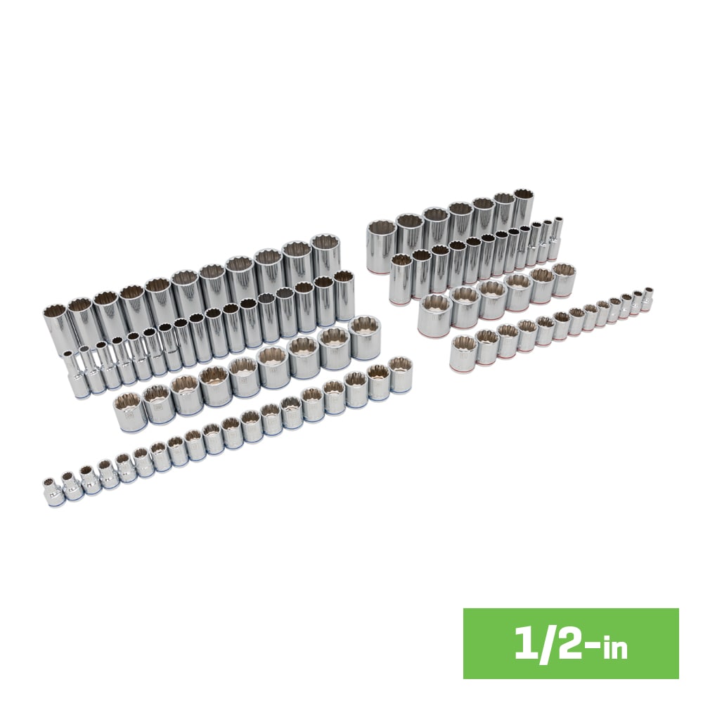 Juego de Llaves de Vaso Rasa y Profunda Kobalt de 1/4 a 1/2 pulgadas, Estándar (SAE) y Métrico, 212 piezas 81797