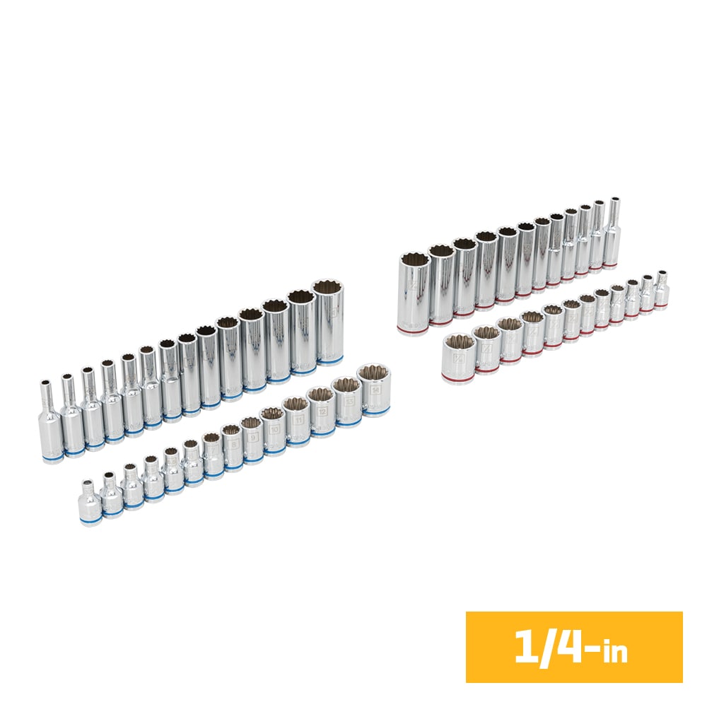 Juego de Llaves de Vaso Rasa y Profunda Kobalt de 1/4 a 1/2 pulgadas, Estándar (SAE) y Métrico, 212 piezas 81797