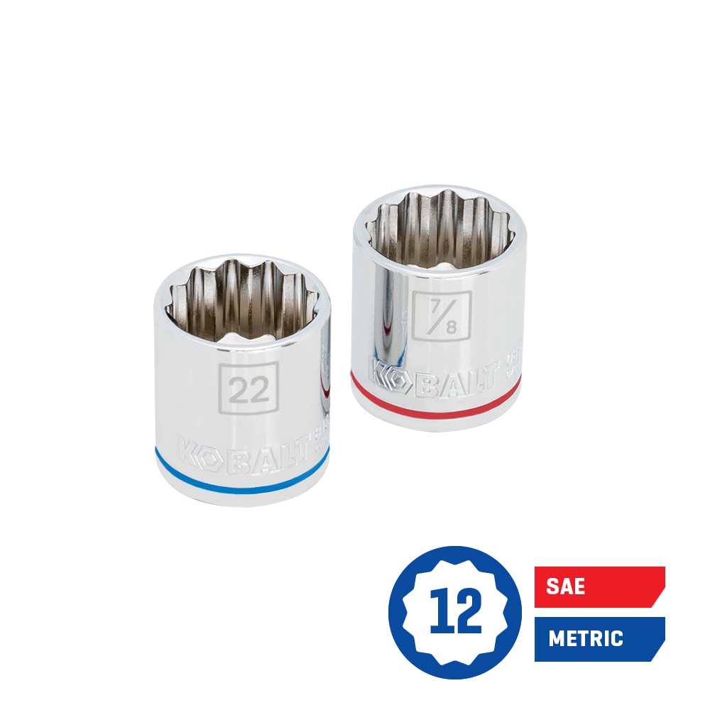 Juego de Llaves de Vaso Rasa y Profunda Kobalt de 1/4 a 1/2 pulgadas, Estándar (SAE) y Métrico, 212 piezas 81797