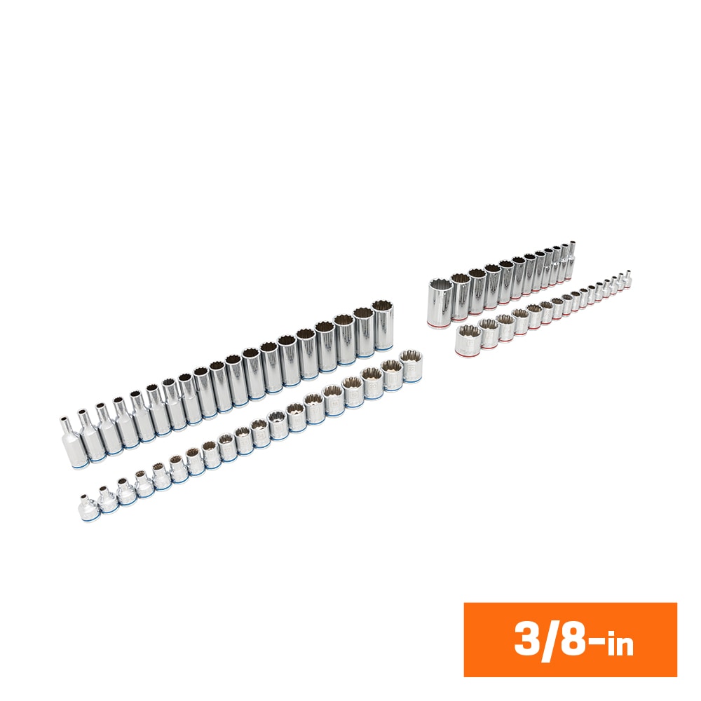 Juego de Llaves de Vaso Rasa y Profunda Kobalt de 1/4 a 1/2 pulgadas, Estándar (SAE) y Métrico, 212 piezas 81797