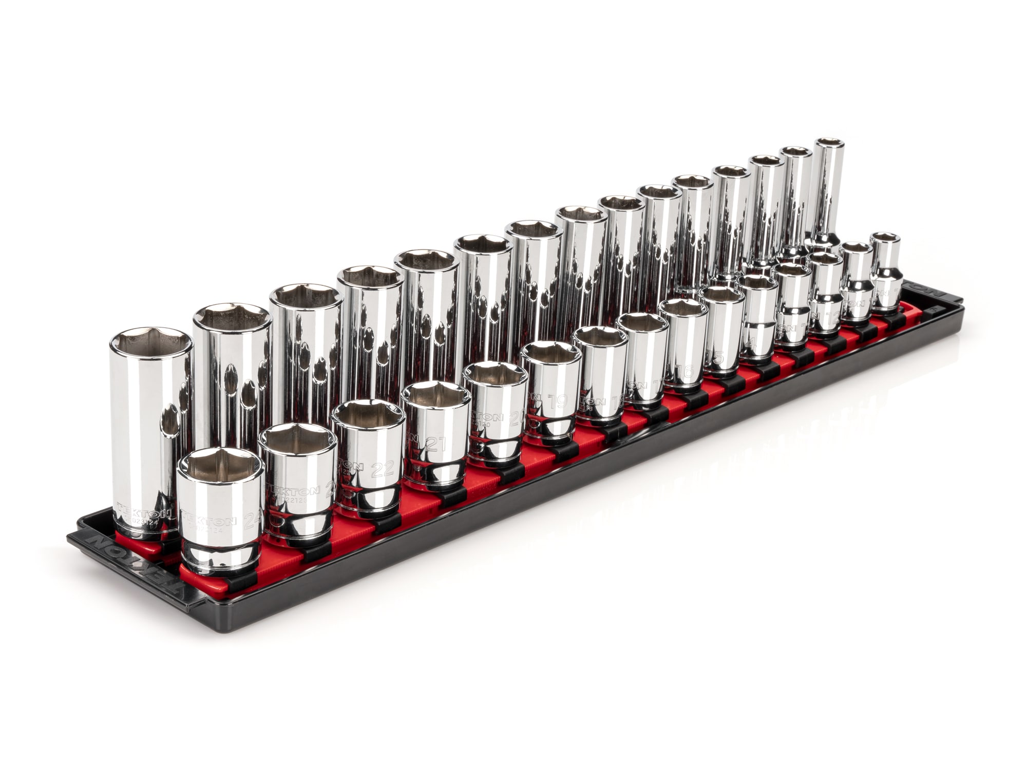 Juego de dados métricos superficiales y profundos de 1/2 pulgadas TEKTON de 30 piezas SHD92211.