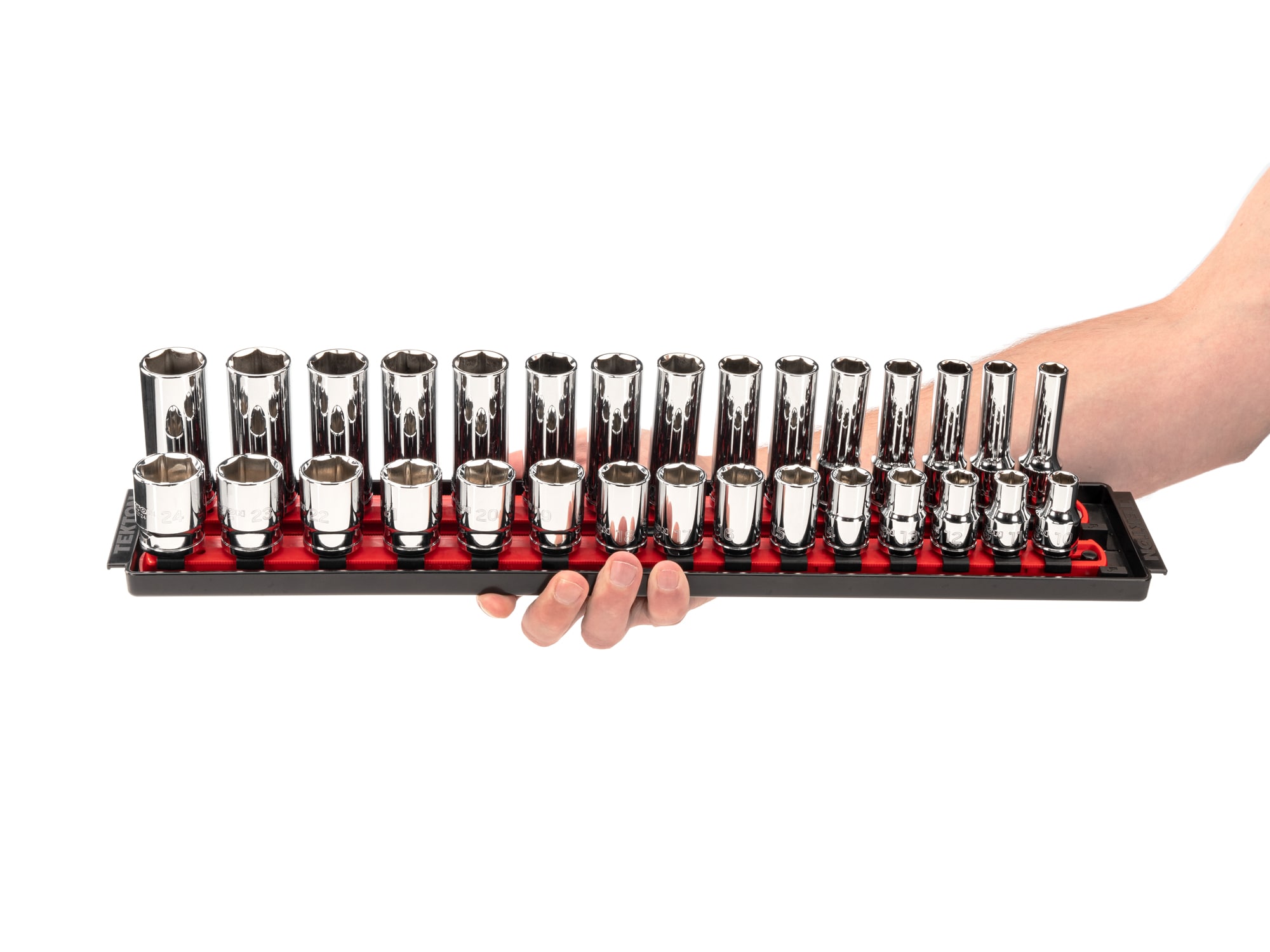 Juego de dados métricos superficiales y profundos de 1/2 pulgadas TEKTON de 30 piezas SHD92211.
