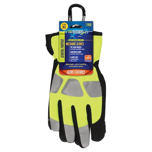 Guante Mecánico de Alta Visibilidad Viswerx con Puño Elástico y Abierto XL - 127-11033
