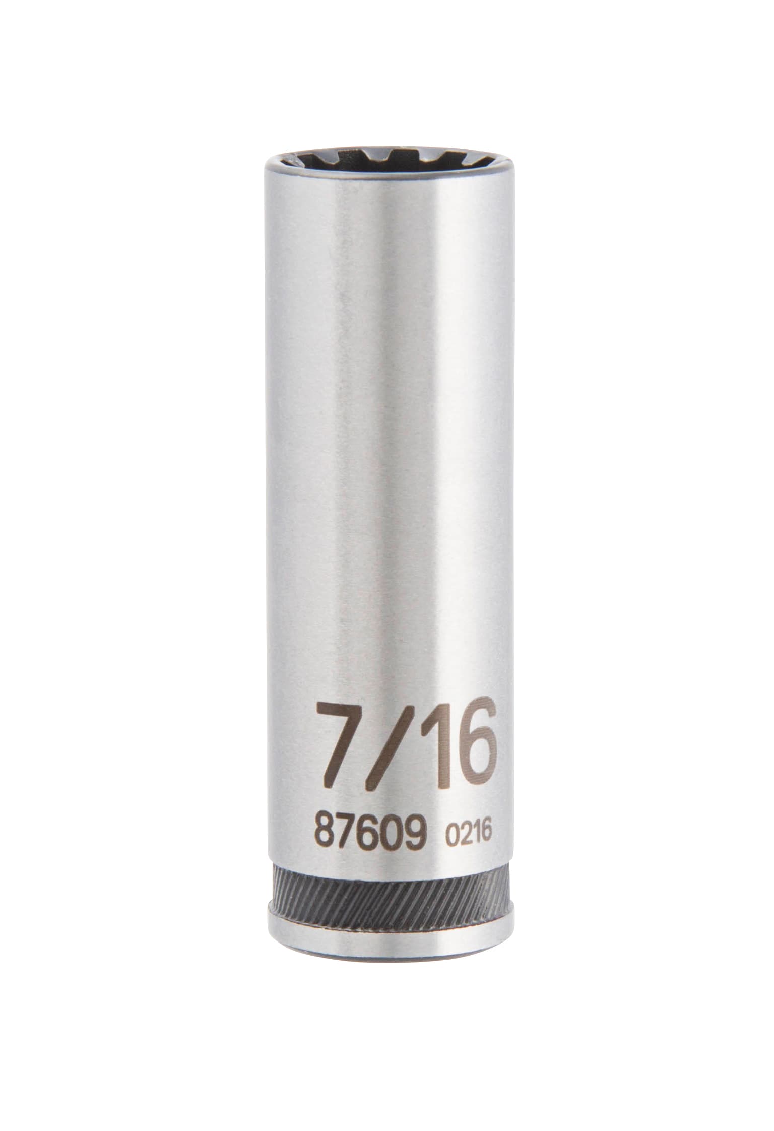 Llave de vaso profunda estándar (SAE) de 7/16 pulgadas para unidad universal de 1/4 pulgadas Kobalt 87609.