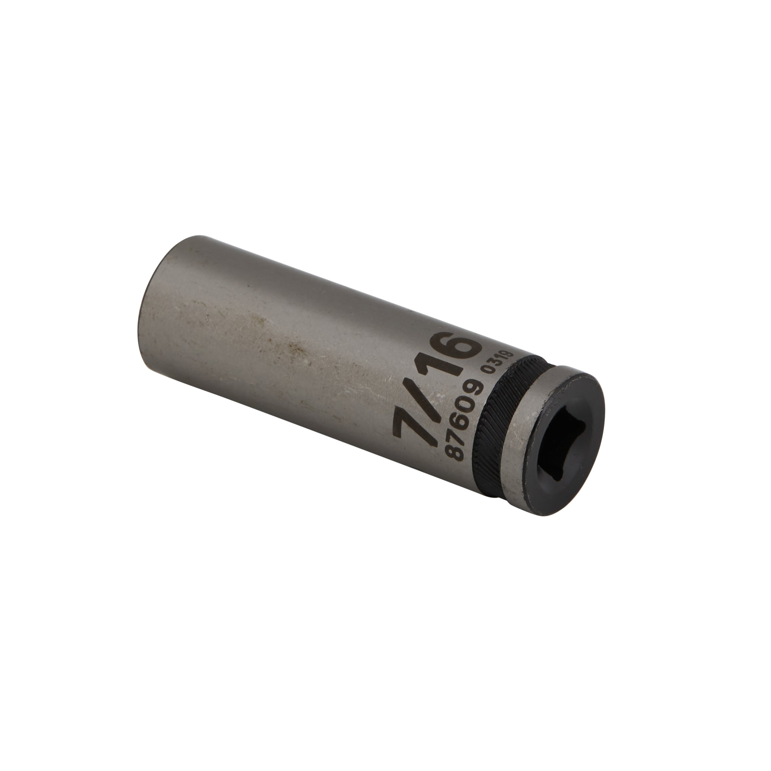 Llave de vaso profunda estándar (SAE) de 7/16 pulgadas para unidad universal de 1/4 pulgadas Kobalt 87609.