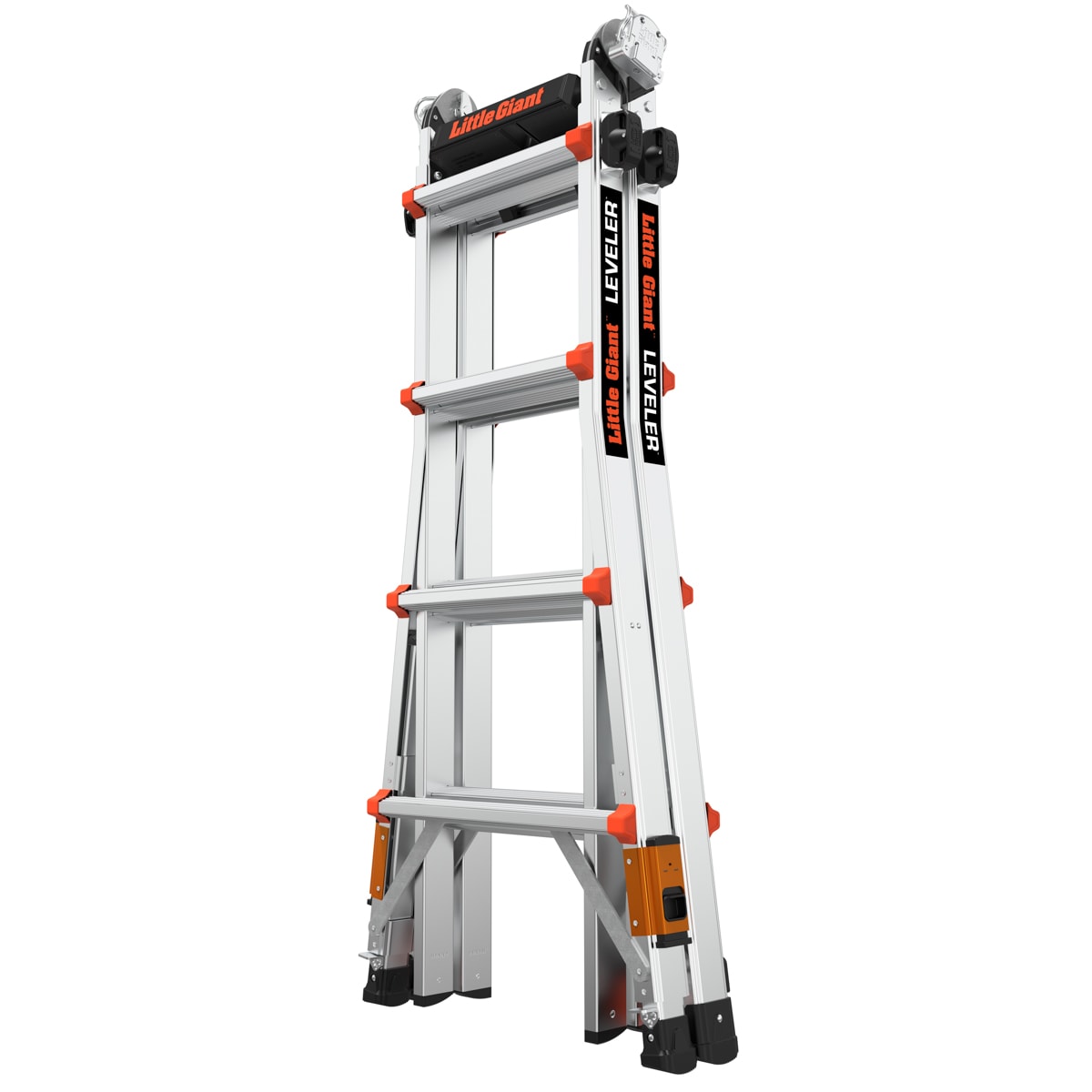 Escalera telescópica multifuncional Little Giant Ladders Leveler 2.0 M17 con niveladores de patas, alcance de 18 pies, capacidad de carga de 300 libras - Tipo 1A 16507T-803