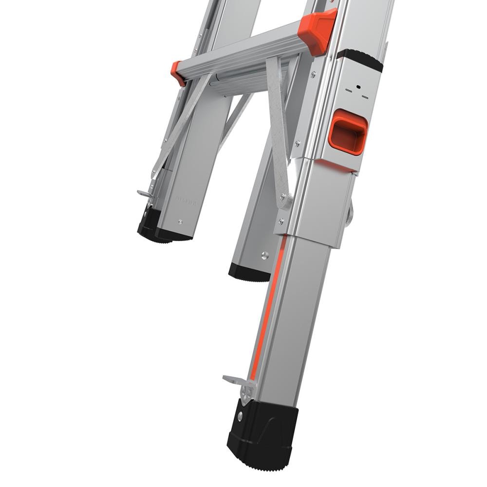 Escalera telescópica multi-posición de 18.0 pies de alcance con niveladores de piernas, capacidad de carga de 375 libras y tipo 1AA - Little Giant Ladders Leveler M17 16617-801