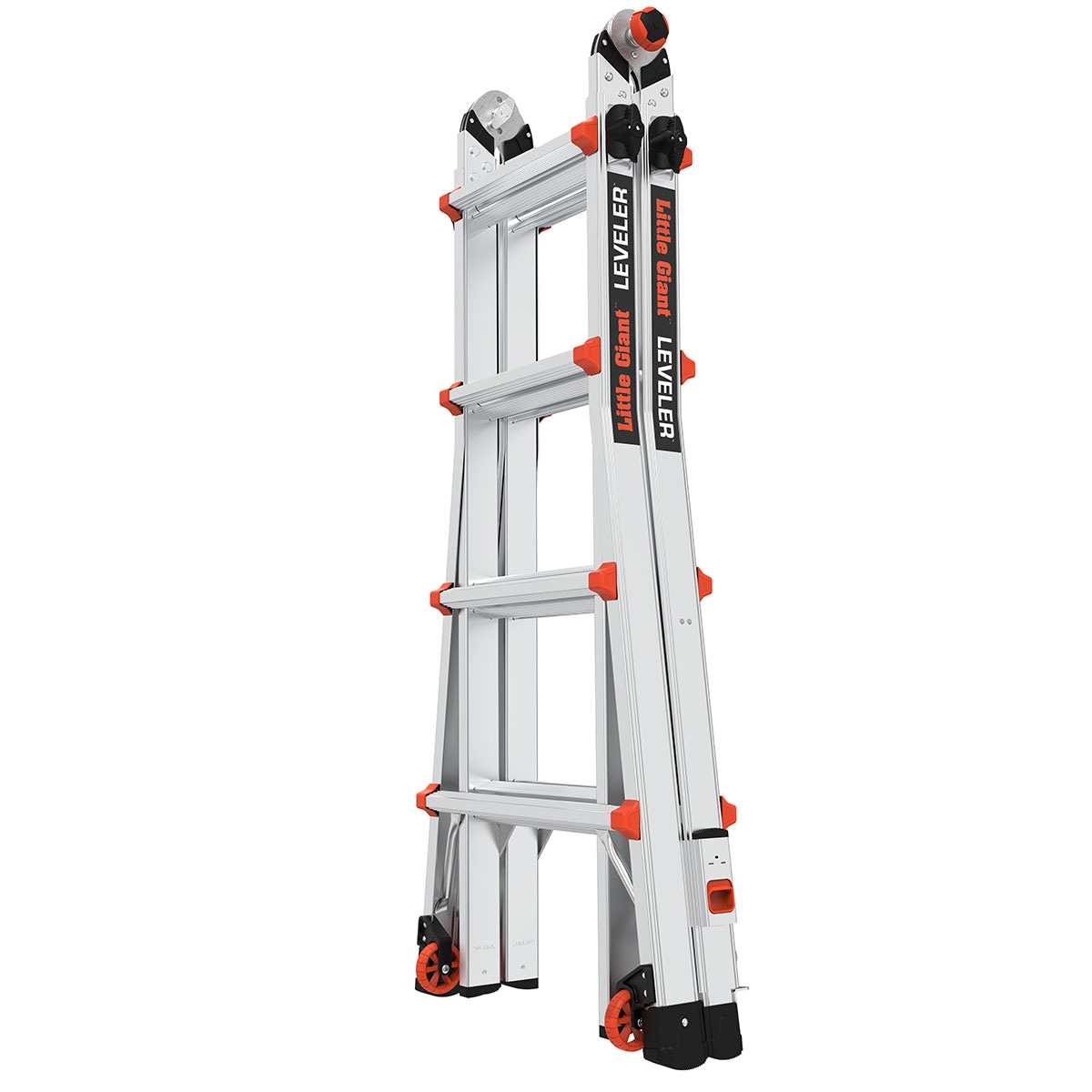 Escalera telescópica multi-posición de 18.0 pies de alcance con niveladores de piernas, capacidad de carga de 375 libras y tipo 1AA - Little Giant Ladders Leveler M17 16617-801