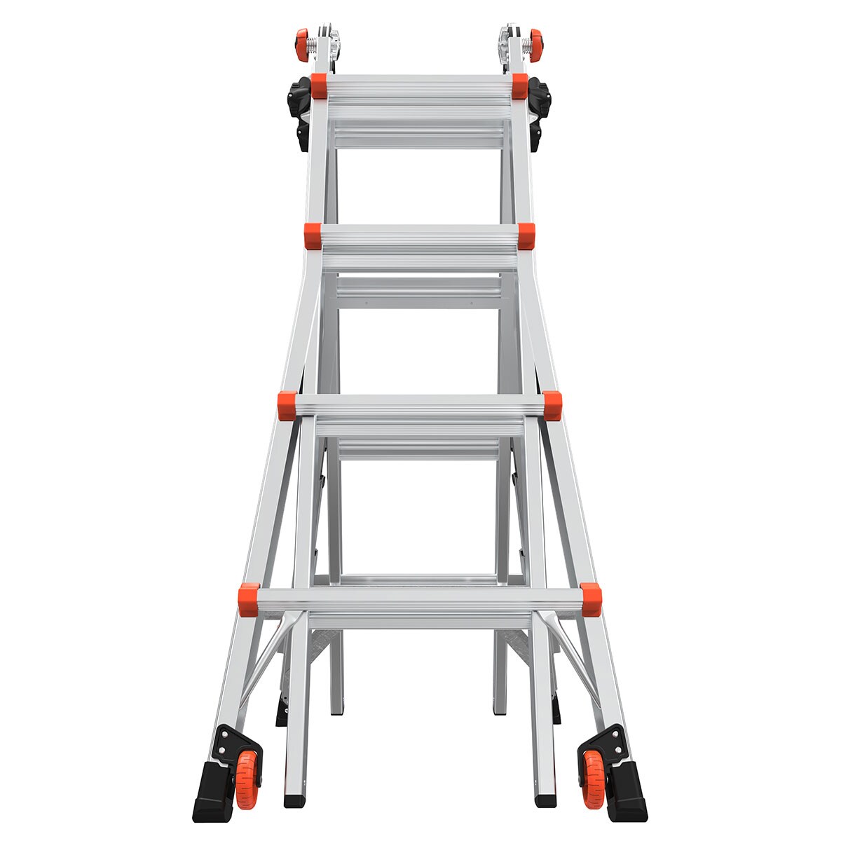 Escalera telescópica multi-posición de 18.0 pies de alcance con niveladores de piernas, capacidad de carga de 375 libras y tipo 1AA - Little Giant Ladders Leveler M17 16617-801