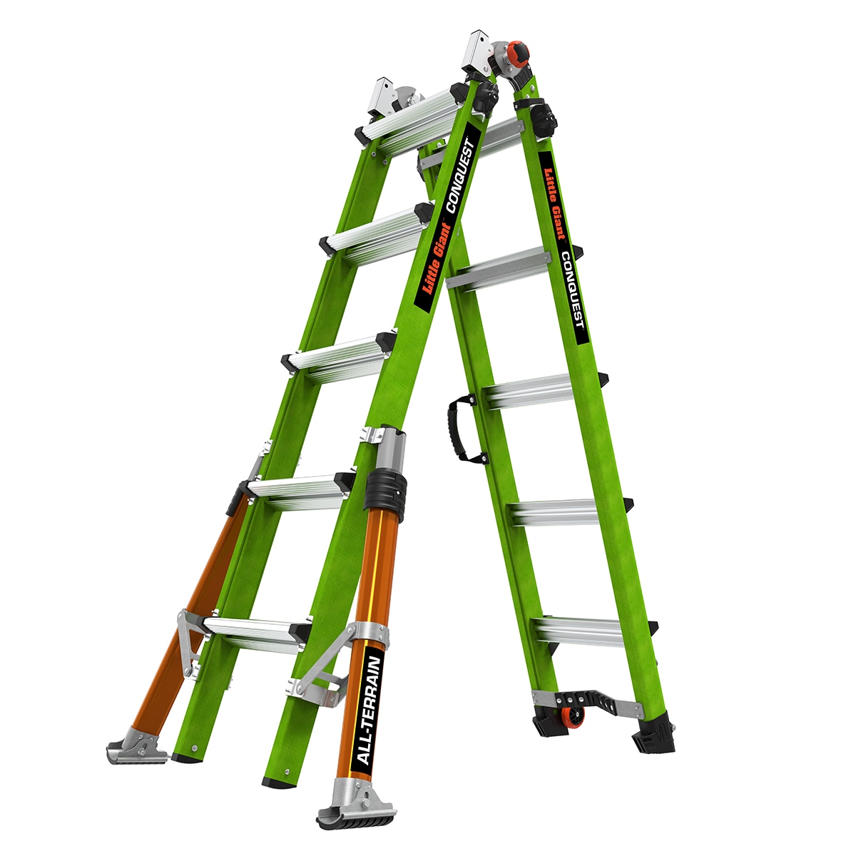 Escalera Multi-Posición Telescópica Todo Terreno Conquest de Little Giant Ladders, Alcance de 22 Pies Tipo 1A - Capacidad de Carga de 136 kg.