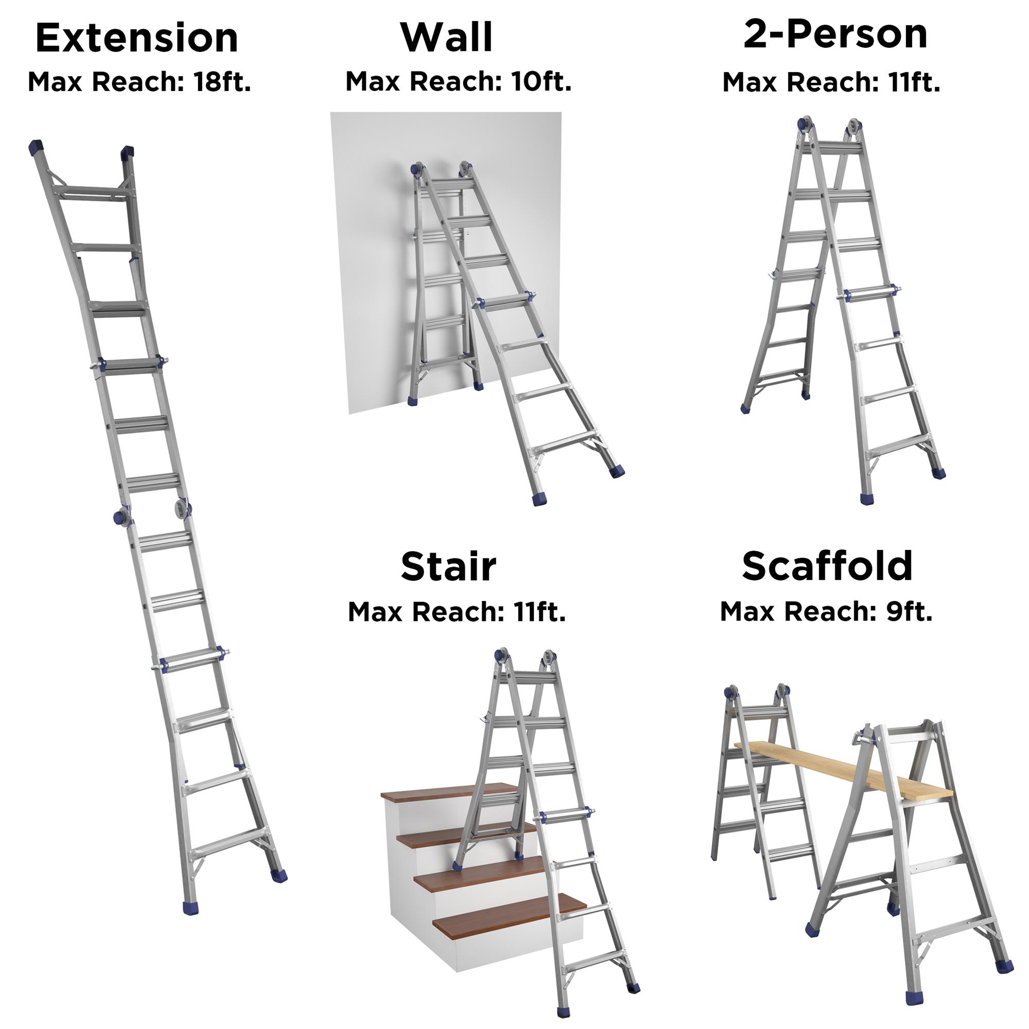 Escalera multiusos tipo 1A de 18 pies de alcanze con capacidad de carga de 300 libras 20918T1ASE de Cosco