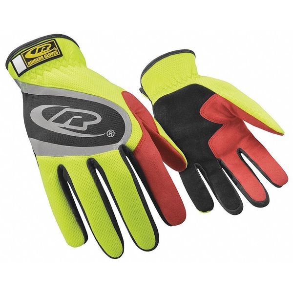 Guantes Mecánicos Ringers Gloves, Talla M (9), Amarillo de Alta Visibilidad, Spandex de Malla - 118-09