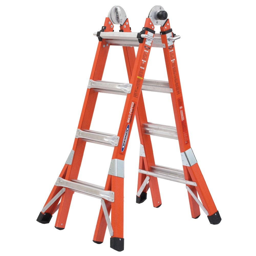 Escalera telescópica multi posición con alcance de 18 pies y capacidad de carga de 300 lbs. Werner FMT Pro 5 en 1 Tipo 1A.
