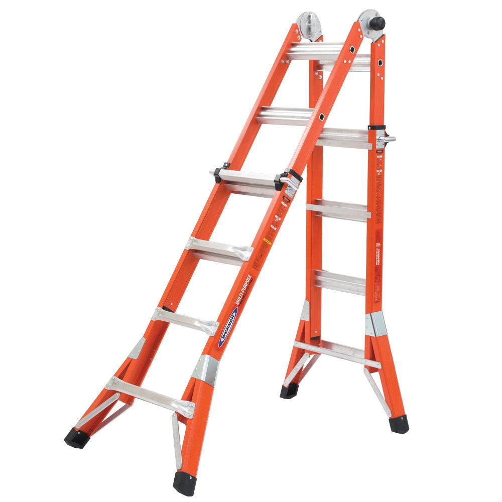 Escalera telescópica multi posición con alcance de 18 pies y capacidad de carga de 300 lbs. Werner FMT Pro 5 en 1 Tipo 1A.