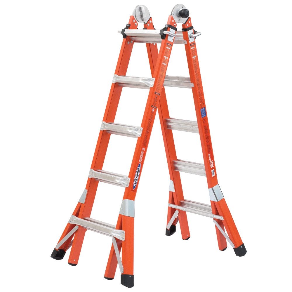 Escalera telescópica multi-posición Werner FMT Pro 5 en 1 de alcance de 22 pies - Tipo 1A con capacidad de carga de 300 lbs.