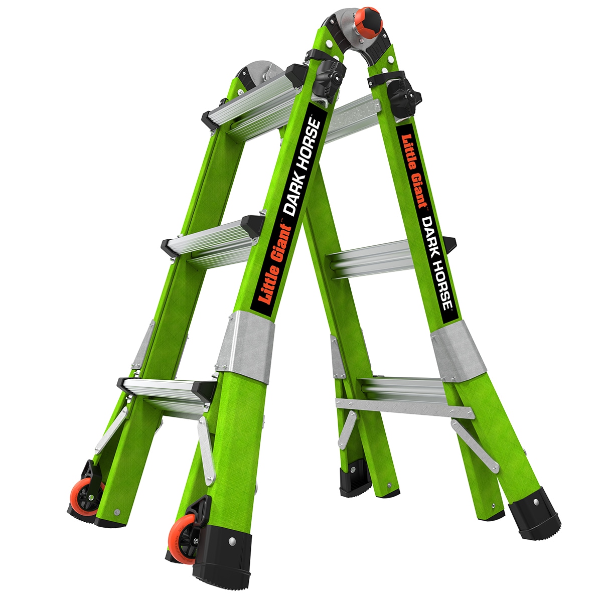Escalera telescópica multi-posición Little Giant Ladders Dark Horse 2.0 M13 con alcance de 13 pies - capacidad de carga de 300 libras.