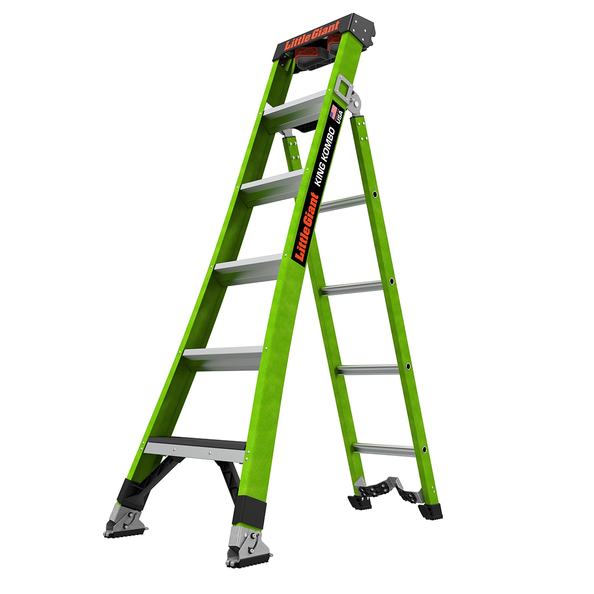 Escalerilla multifuncional King Kombo 2.0 de Little Giant Ladders, alcance de 13.1 pies y capacidad de carga de 375 libras. 3 en 1, tipo 1AA, modelo 13906-074.