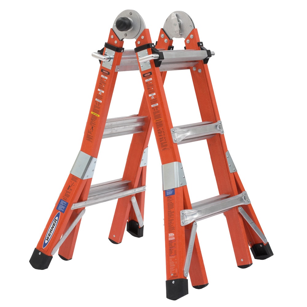 Escalera telescópica multiusos Werner FMT Pro 5 en 1 con alcance de 14.25 pies y capacidad de carga de 300 libras - Tipo 1A