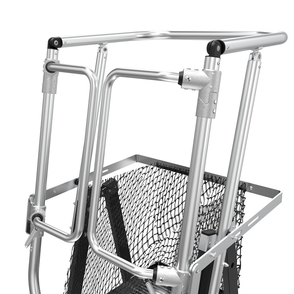 Escalera telescópica de plataforma ajustable con jaula de seguridad Little Giant M8 de 14 pies (altura de alcance de 19.9 pies) Tipo 1AA de fibra de vidrio - Capacidad de carga de 375 lbs.