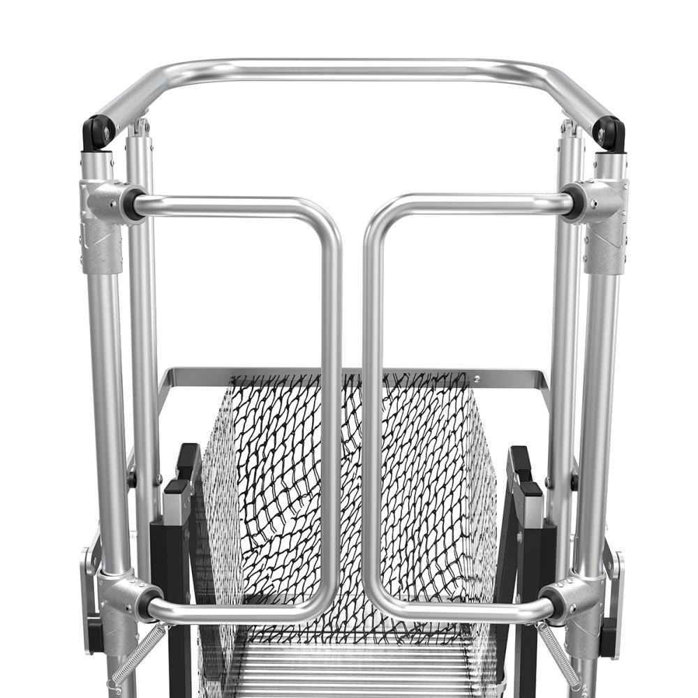 Escalera telescópica de plataforma ajustable con jaula de seguridad Little Giant M8 de 14 pies (altura de alcance de 19.9 pies) Tipo 1AA de fibra de vidrio - Capacidad de carga de 375 lbs.