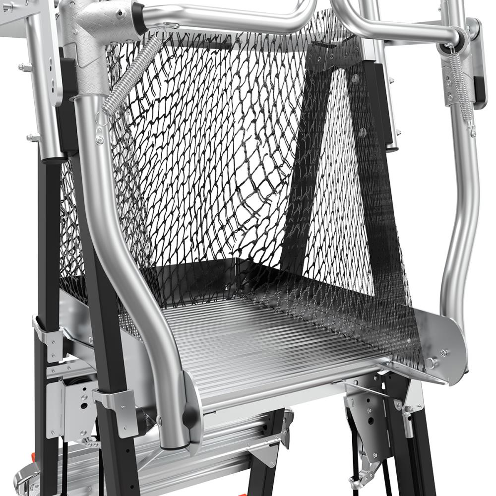 Escalera telescópica de plataforma ajustable con jaula de seguridad Little Giant M8 de 14 pies (altura de alcance de 19.9 pies) Tipo 1AA de fibra de vidrio - Capacidad de carga de 375 lbs.